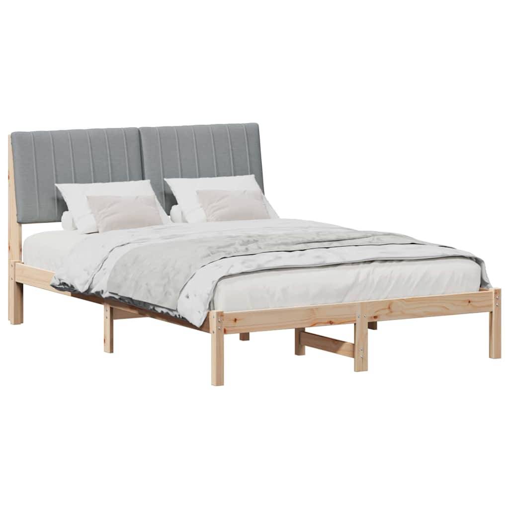 vidaXL Bettrahmen mit Kopfteil Braun 135 x 190 cm Massives Kiefernholz