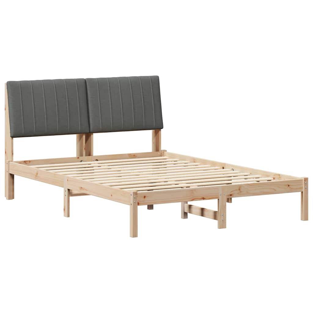 vidaXL Bettrahmen mit Kopfteil Braun 135 x 190 cm Massives Kiefernholz