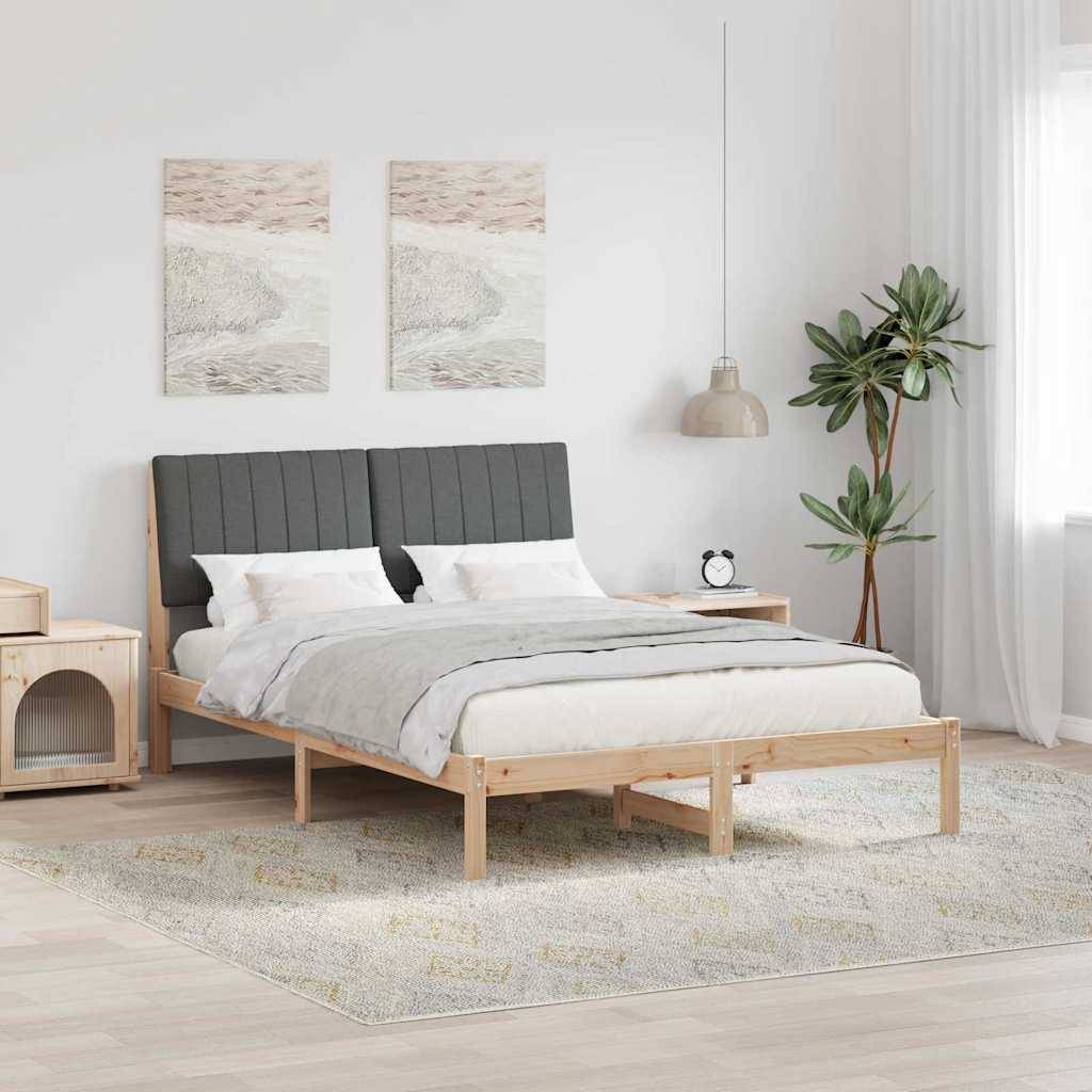 vidaXL Bettrahmen mit Kopfteil Braun 135 x 190 cm Massives Kiefernholz
