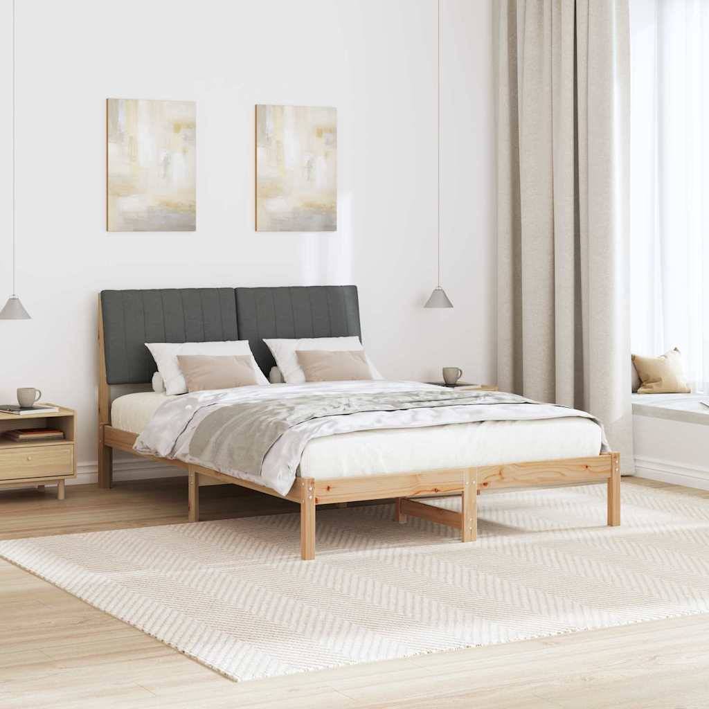 vidaXL Bettrahmen mit Kopfteil Braun 135 x 190 cm Massives Kiefernholz