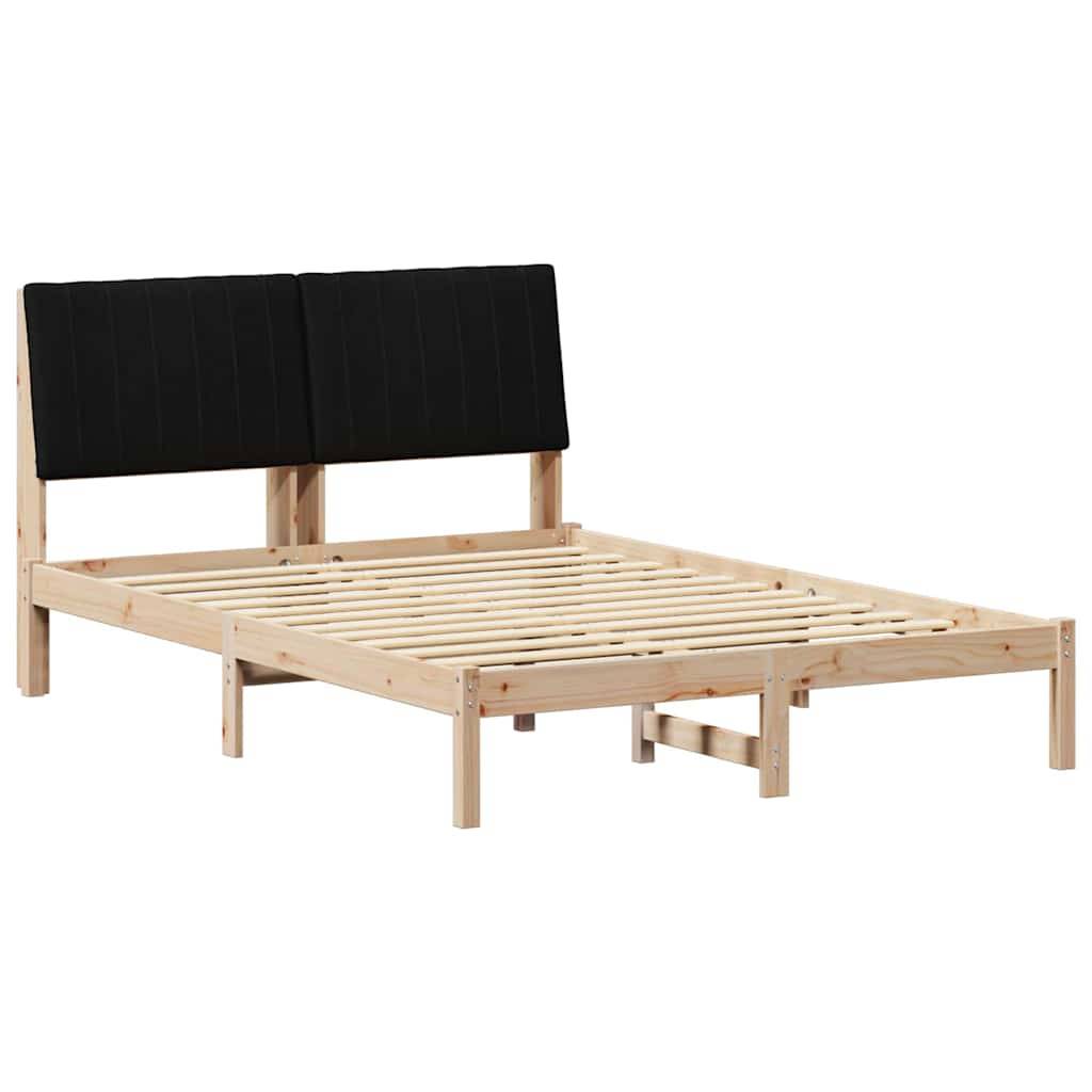 vidaXL Bettrahmen mit Kopfteil Braun 135 x 190 cm Massives Kiefernholz