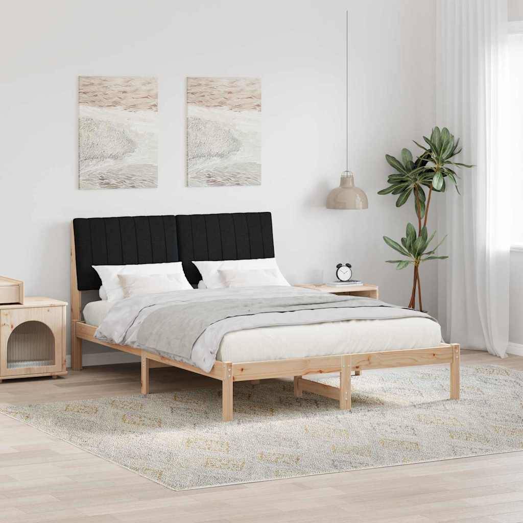 vidaXL Bettrahmen mit Kopfteil Braun 135 x 190 cm Massives Kiefernholz