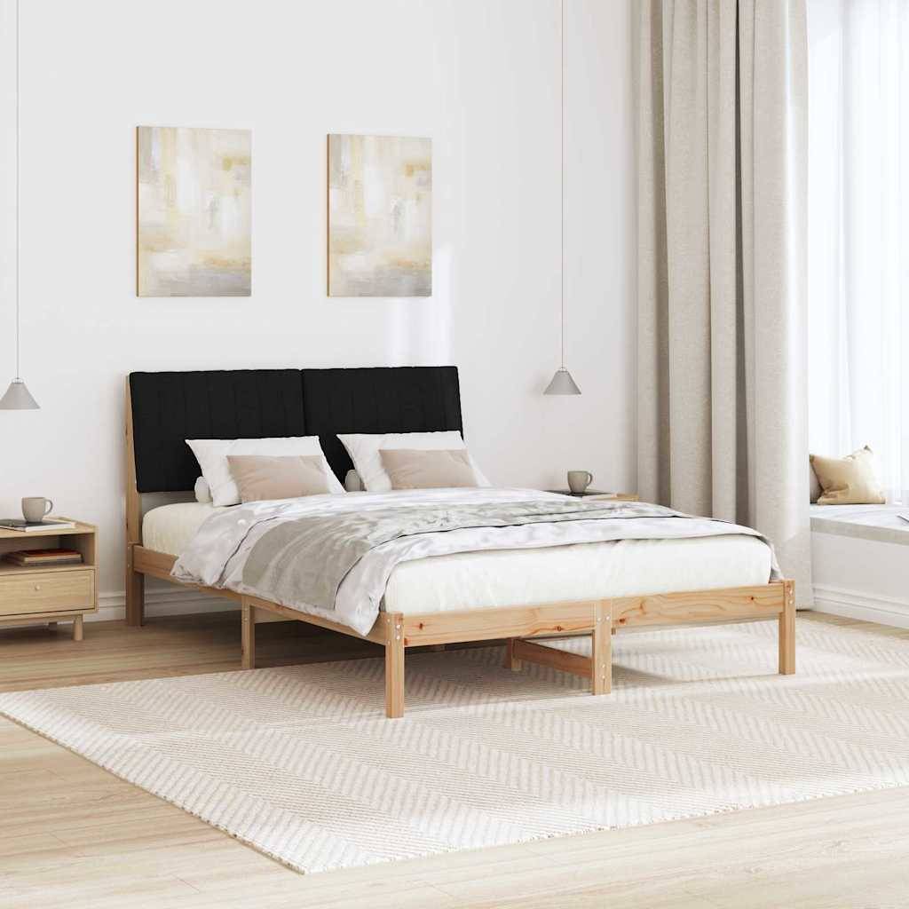 vidaXL Bettrahmen mit Kopfteil Braun 135 x 190 cm Massives Kiefernholz
