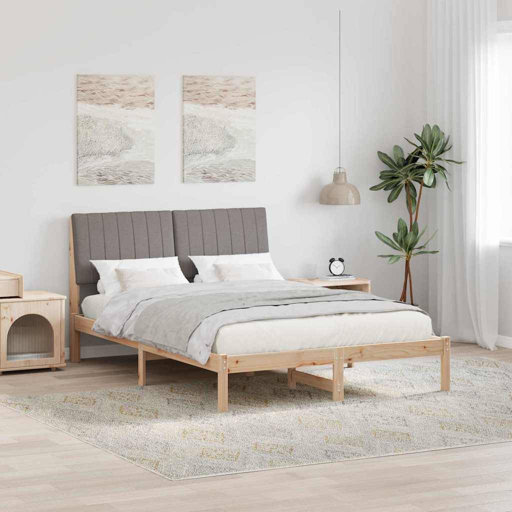 vidaXL Bettrahmen mit Kopfteil Braun 135 x 190 cm Massives Kiefernholz