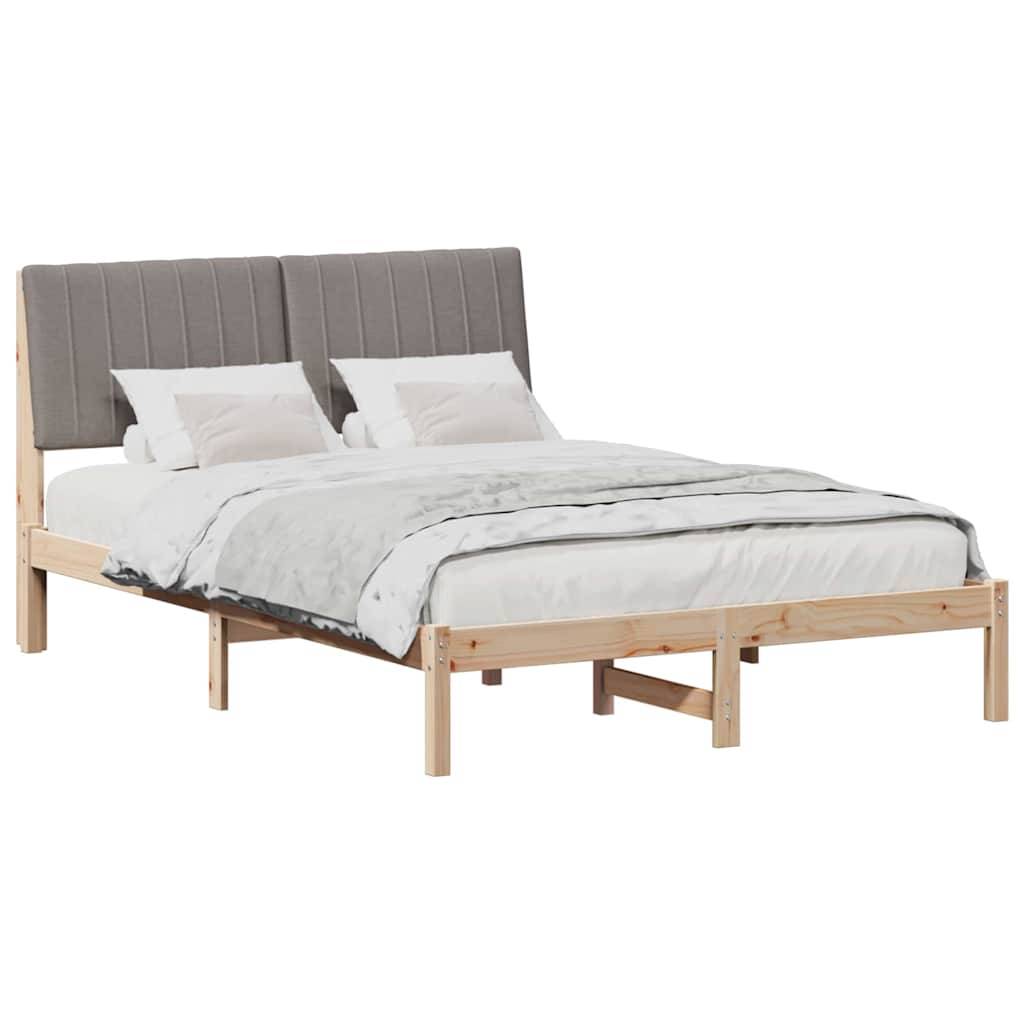 vidaXL Bettrahmen mit Kopfteil Braun 135 x 190 cm Massives Kiefernholz