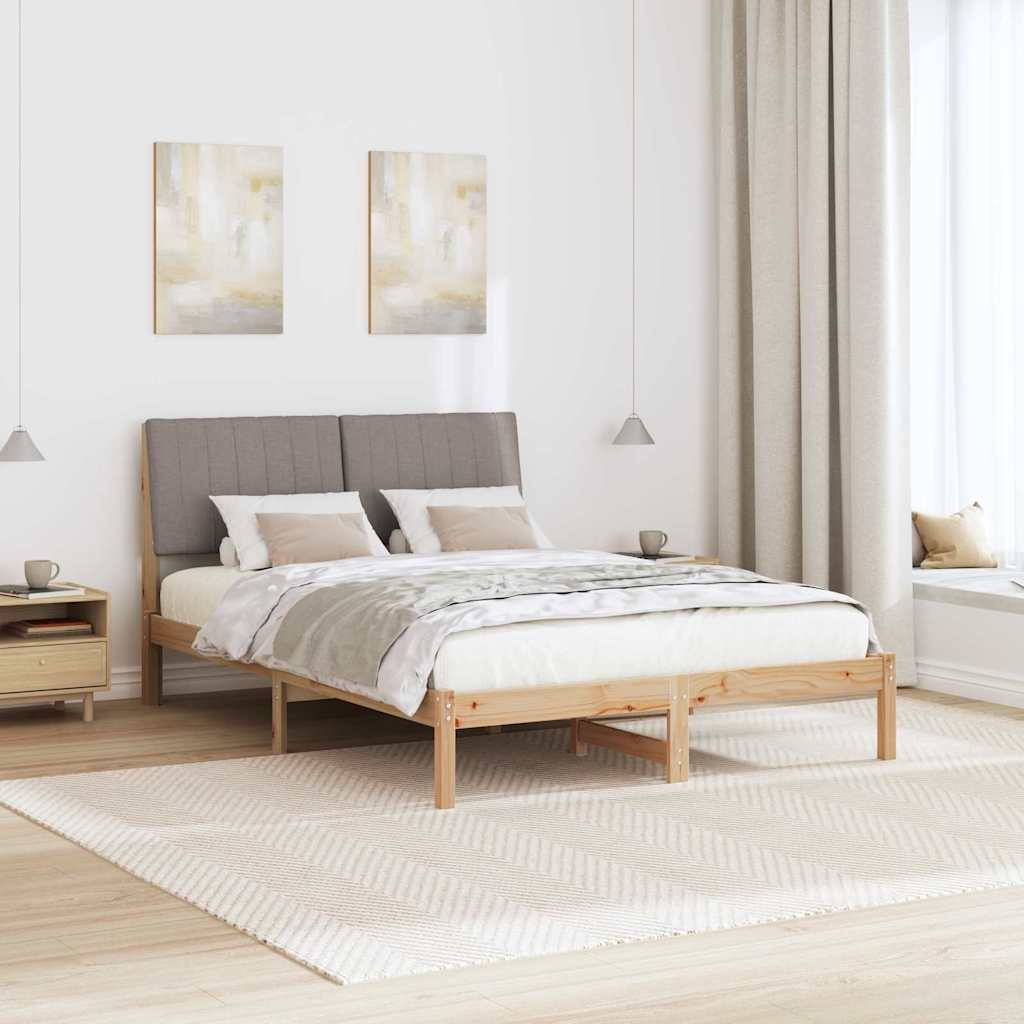vidaXL Bettrahmen mit Kopfteil Braun 135 x 190 cm Massives Kiefernholz