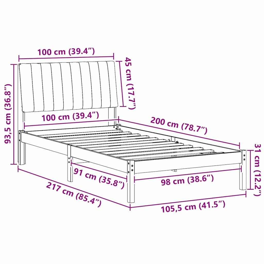 vidaXL Bettrahmen mit Kopfteil Weiß 100 x 200 cm Massives Kiefernholz
