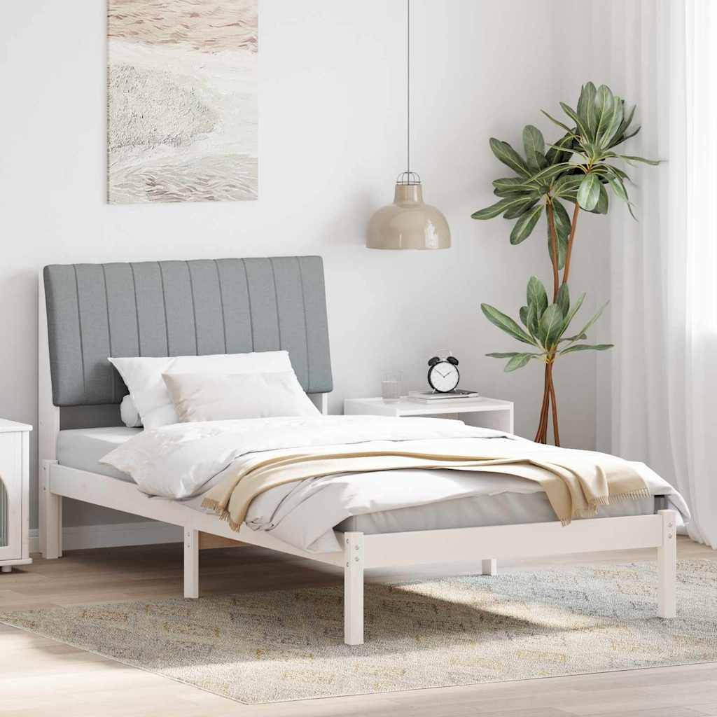 vidaXL Bettrahmen mit Kopfteil Weiß 100 x 200 cm Massives Kiefernholz