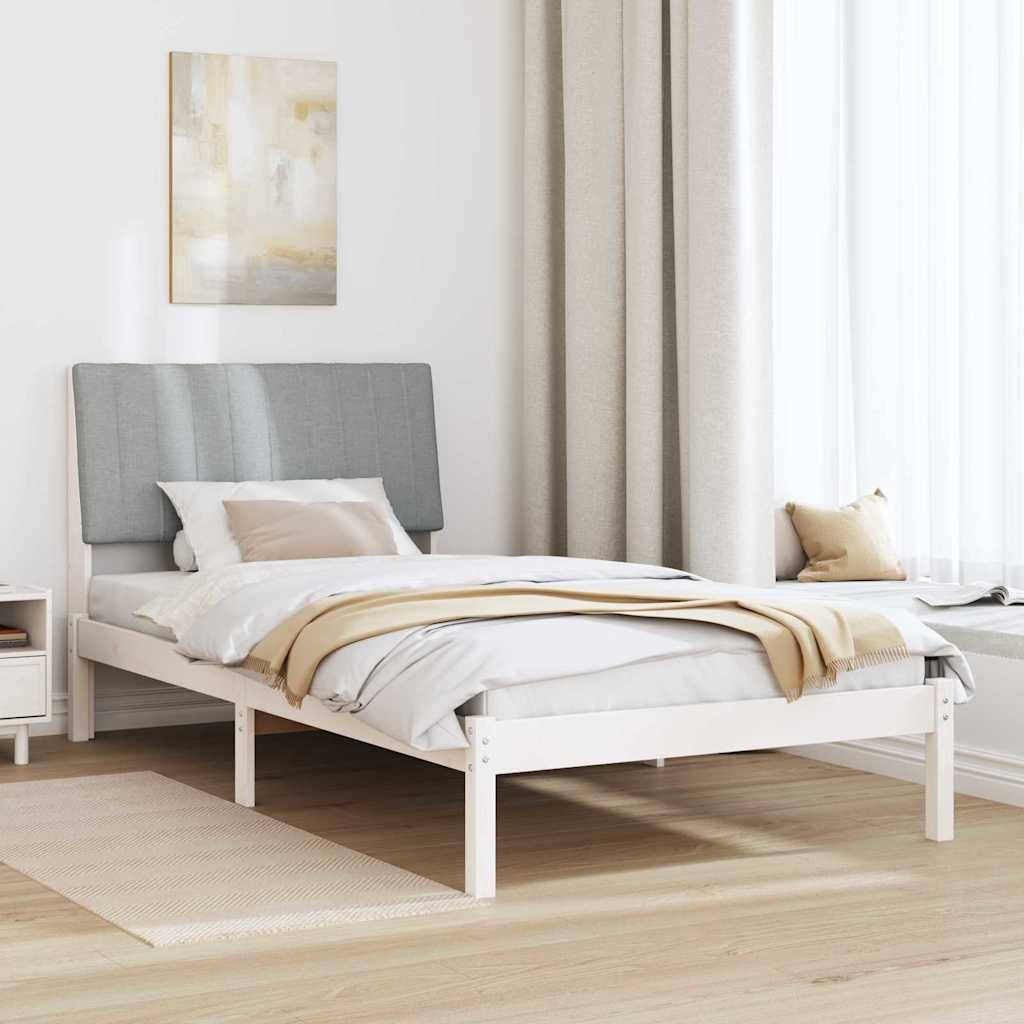vidaXL Bettrahmen mit Kopfteil Weiß 100 x 200 cm Massives Kiefernholz