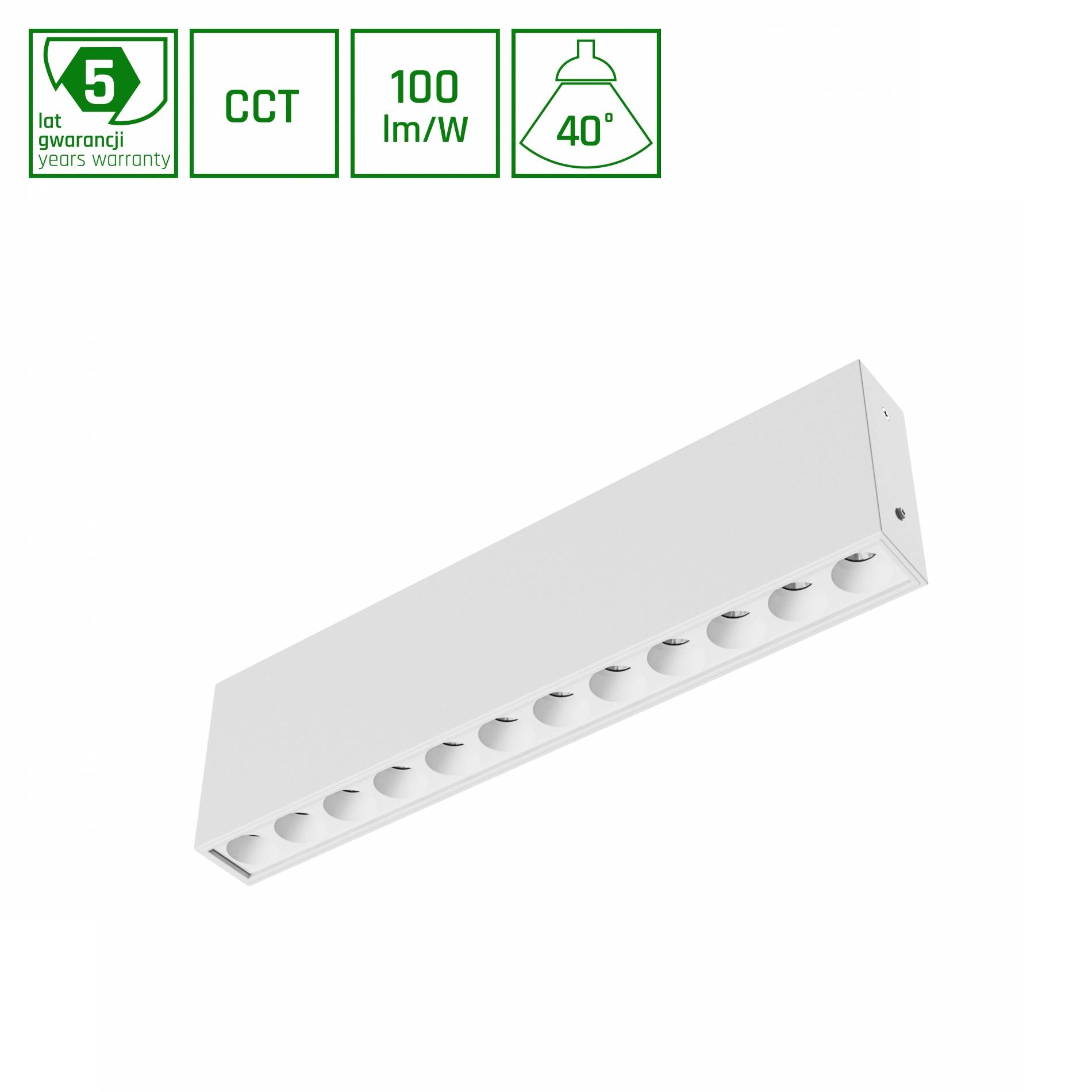 Spectrum LED Grid S 12W Deckenleuchte 40° 1200lm weiß IP20 Aufbau UGR>19 CCT 2700-4000K