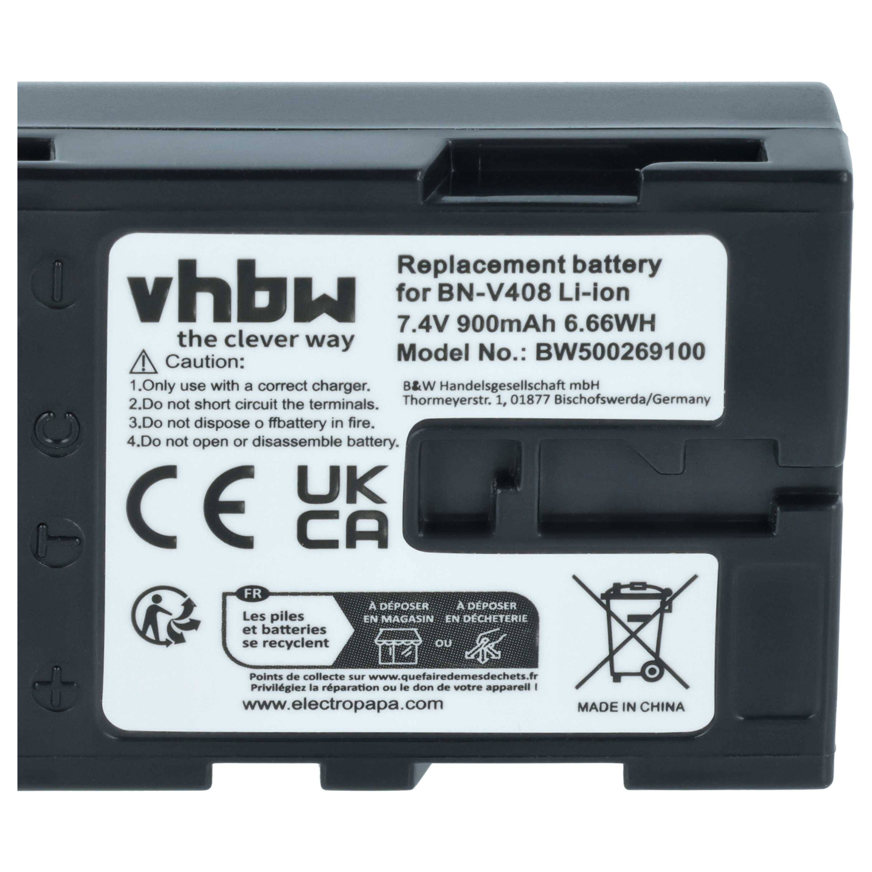 vhbw 3x Akku kompatibel mit JVC ZR45 MC, ZR60, ZR50 MC Videokamera Camcorder (900 mAh, 7,2 V, Li-Ion)
