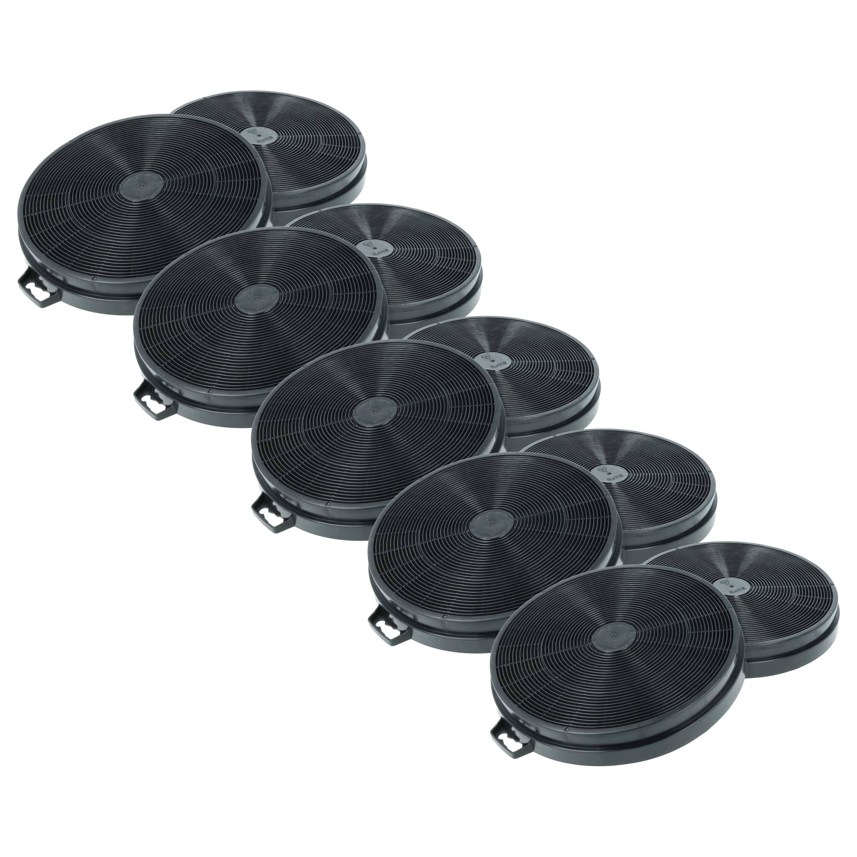 vhbw 10x Aktivkohlefilter kompatibel mit Balay 3BD 764 B/ 07, 3BD 764 B/ 08, 3BD 764 N, 3BD 764 N/ 01 Dunstabzugshaube - 20,2 cm