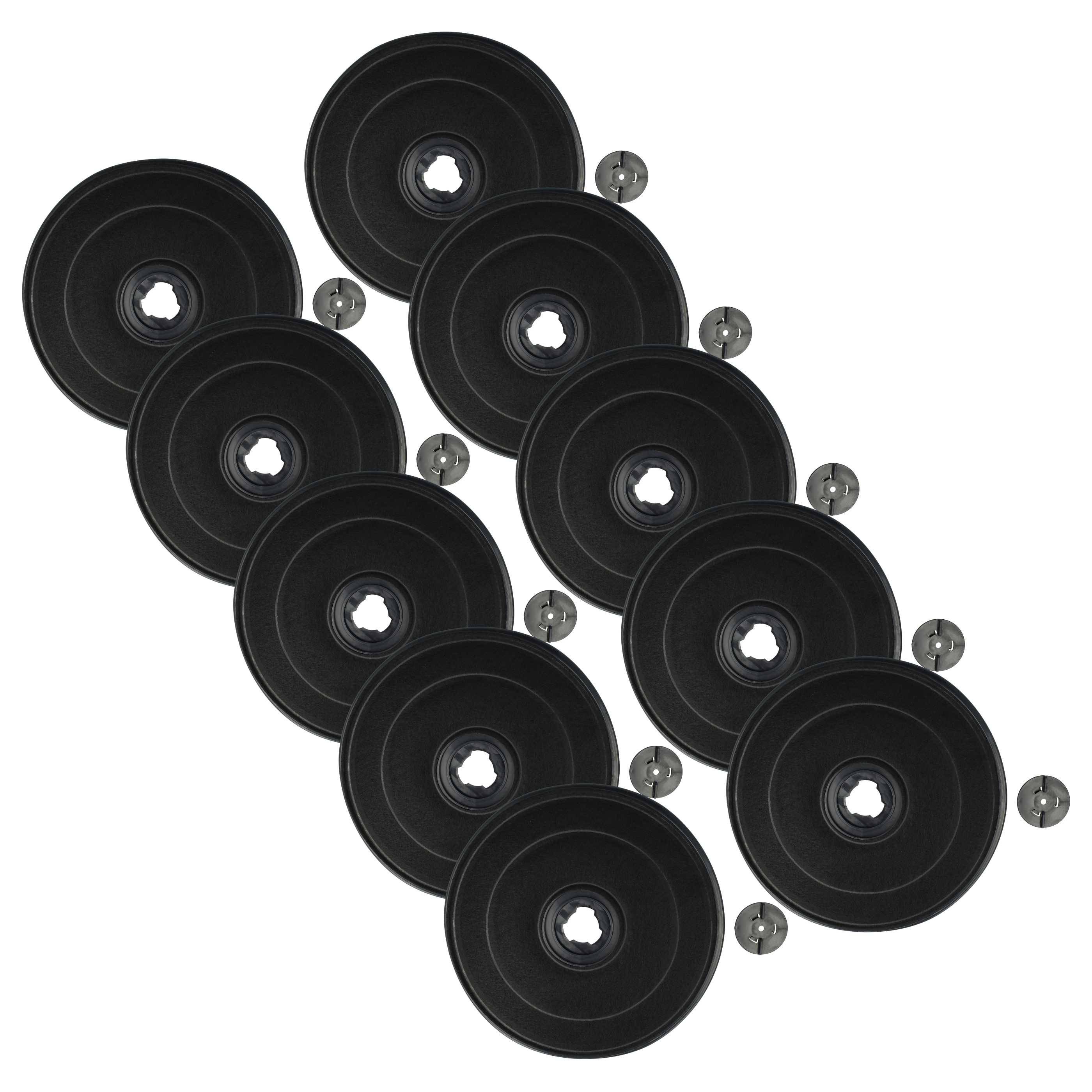 vhbw 10x Aktivkohlefilter kompatibel mit Electrolux 94249069400, 94249027600, 94249027700, 94249009000, 94249027800 Dunstabzugshaube - 23 cm