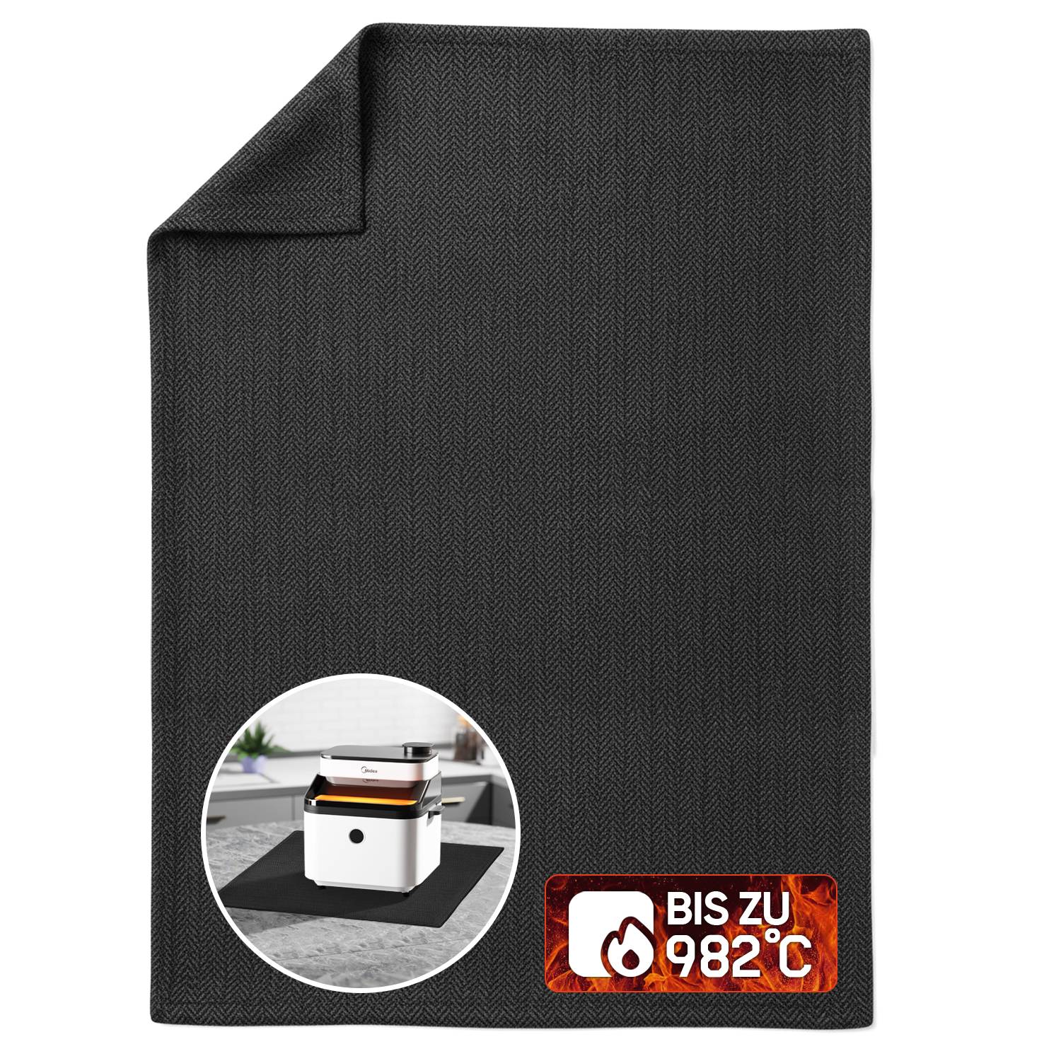 EVOCAMP Feuerfester Stoff 40x32 cm, Hitzeschutz bis 982 °C, aus voroxidierten Fasern flexibel & langlebig, ideal als Brandschutz Unterlage