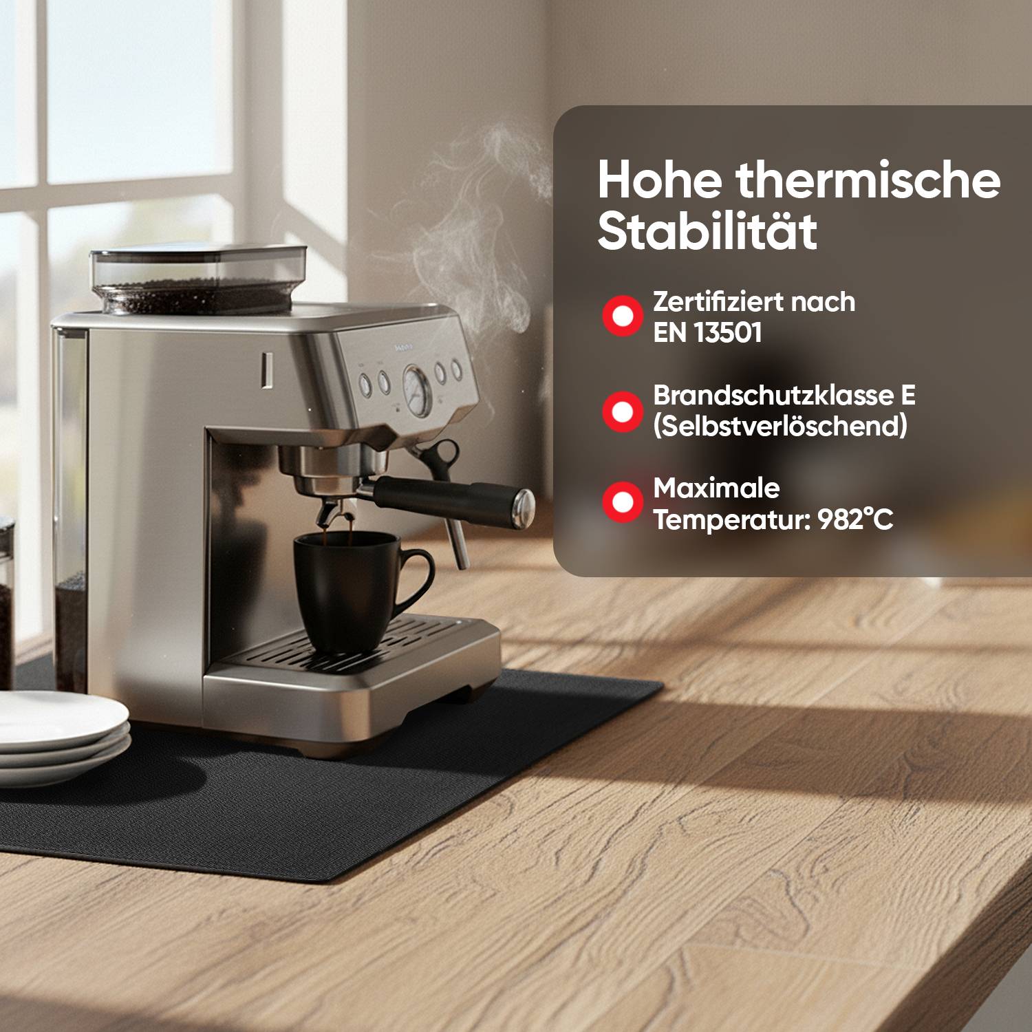 EVOCAMP Feuerfester Stoff 30x30 cm, Hitzeschutz bis 982 °C, aus voroxidierten Fasern flexibel & langlebig, ideal als Brandschutz Unterlage