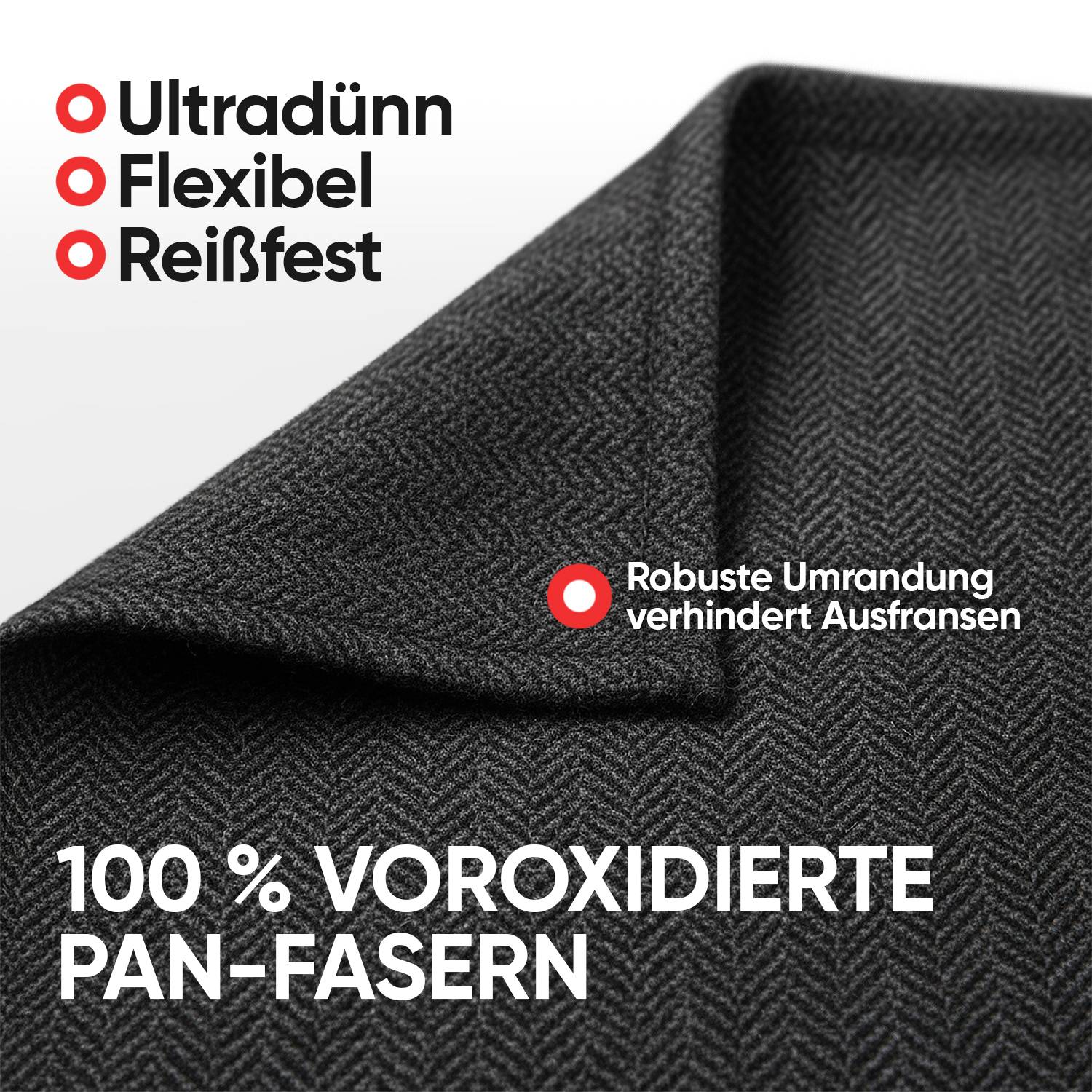 EVOCAMP Feuerfester Stoff 30x30 cm, Hitzeschutz bis 982 °C, aus voroxidierten Fasern flexibel & langlebig, ideal als Brandschutz Unterlage