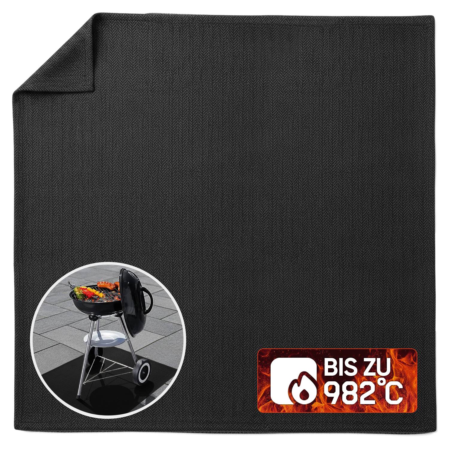EVOCAMP Feuerfester Stoff 50x50 cm, Hitzeschutz bis 982 °C, aus voroxidierten Fasern flexibel & langlebig, ideal als Brandschutz Unterlage