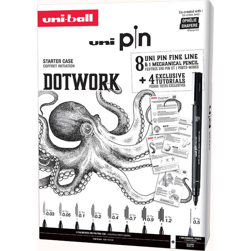uni-ball DOTWORK-Starterset uni pin, 9er Koffer
