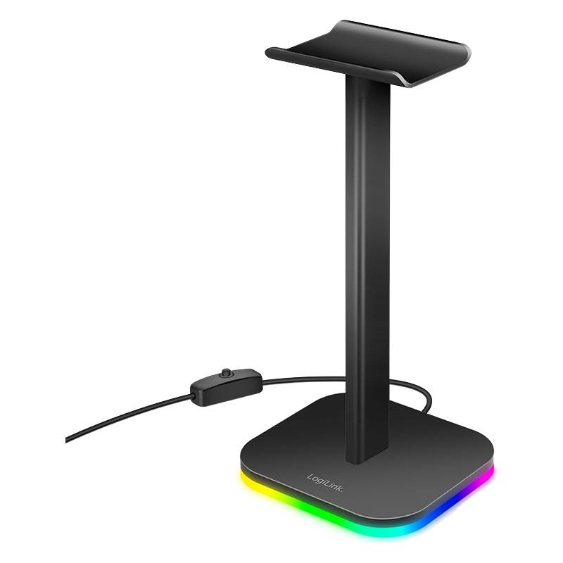 LogiLink Kopfhörer-Ständer, mit RGB-Licht, schwarz