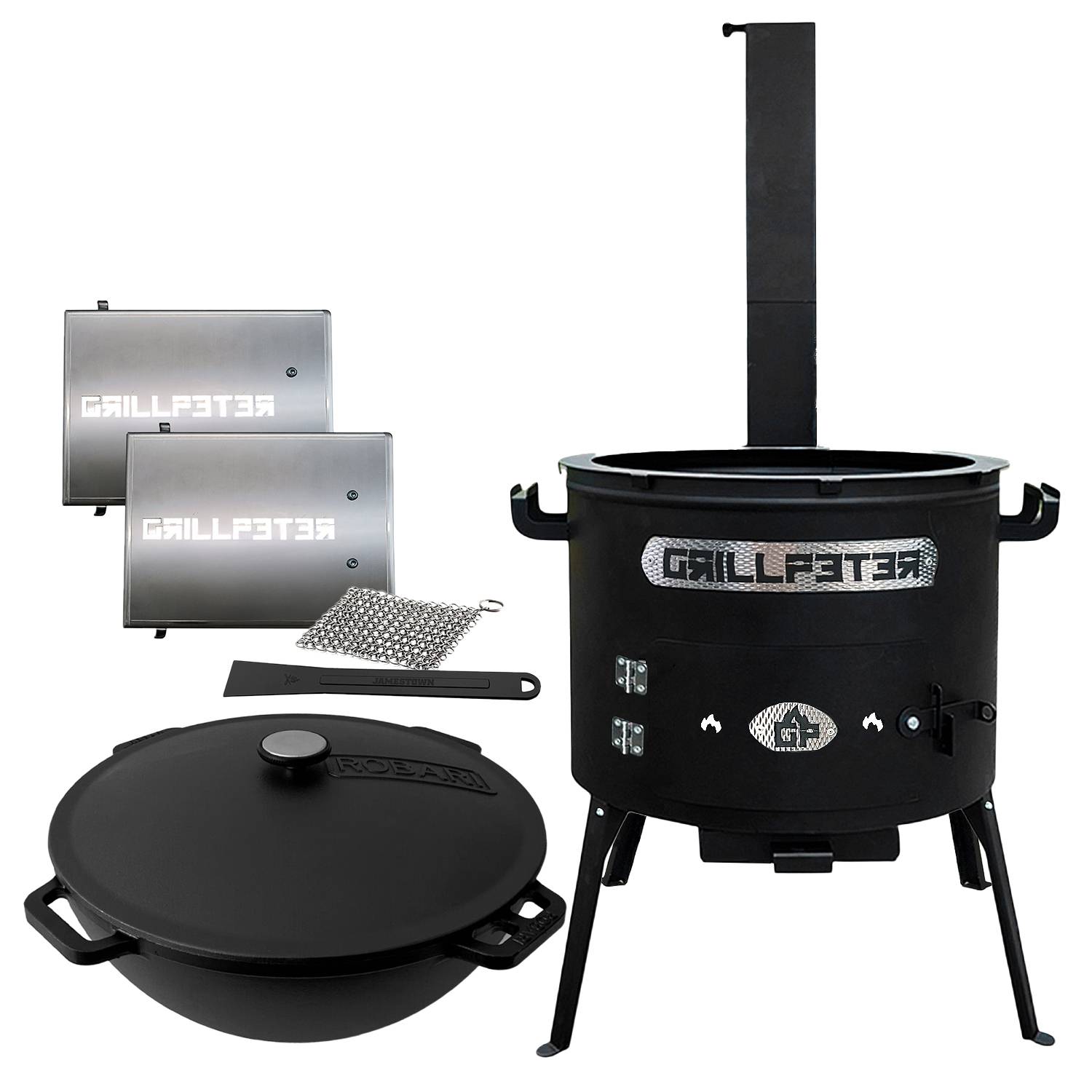 Utschak Asamat Ø40 cm Kazan 12L Deckel aus Gusseisen Ablageset Reinigungsset