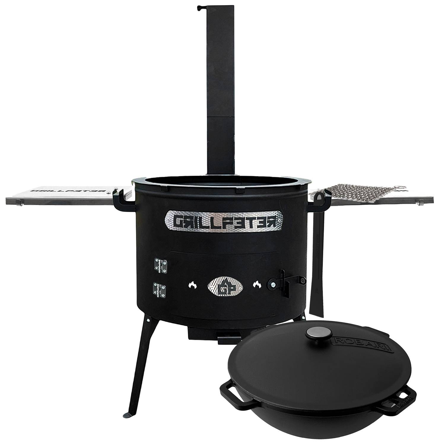 Utschak Asamat Ø40 cm Kazan 12L Deckel aus Gusseisen Ablageset Reinigungsset