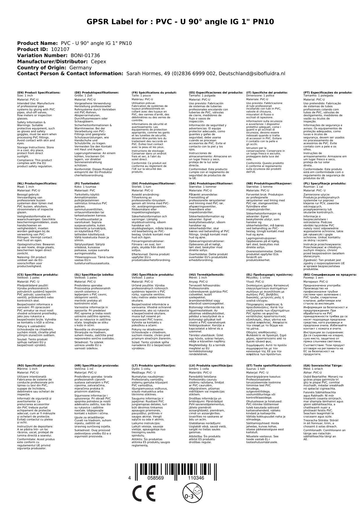 PVC Winkel 90 Grad, PVC-U Winkel, 1 Zoll IG, PN10