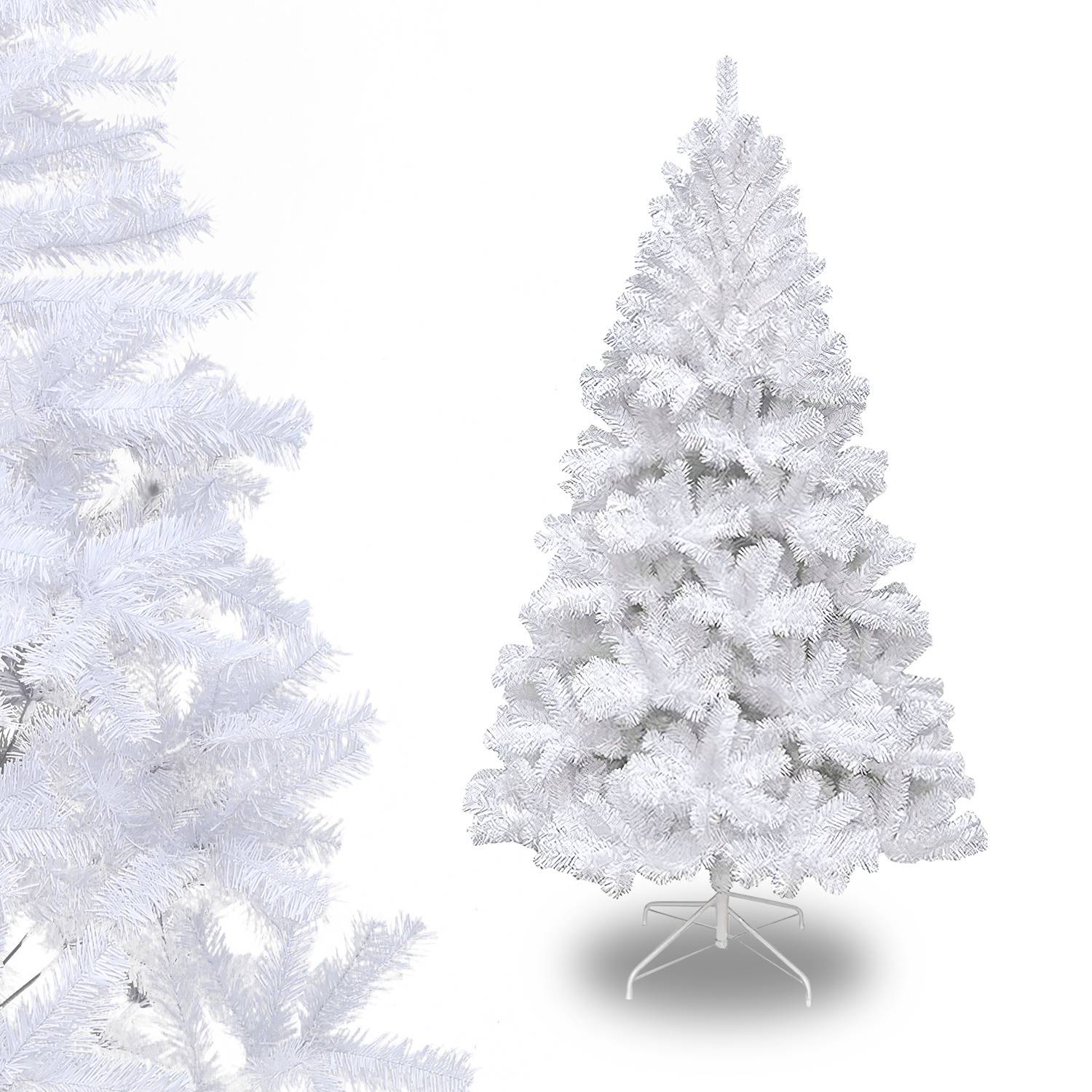 180cm Künstlicher Weihnachtsbaum mit 770 Spitzen PVC, Tannenbaum mit Ständer, Christbaum Kunstbaum Weiß