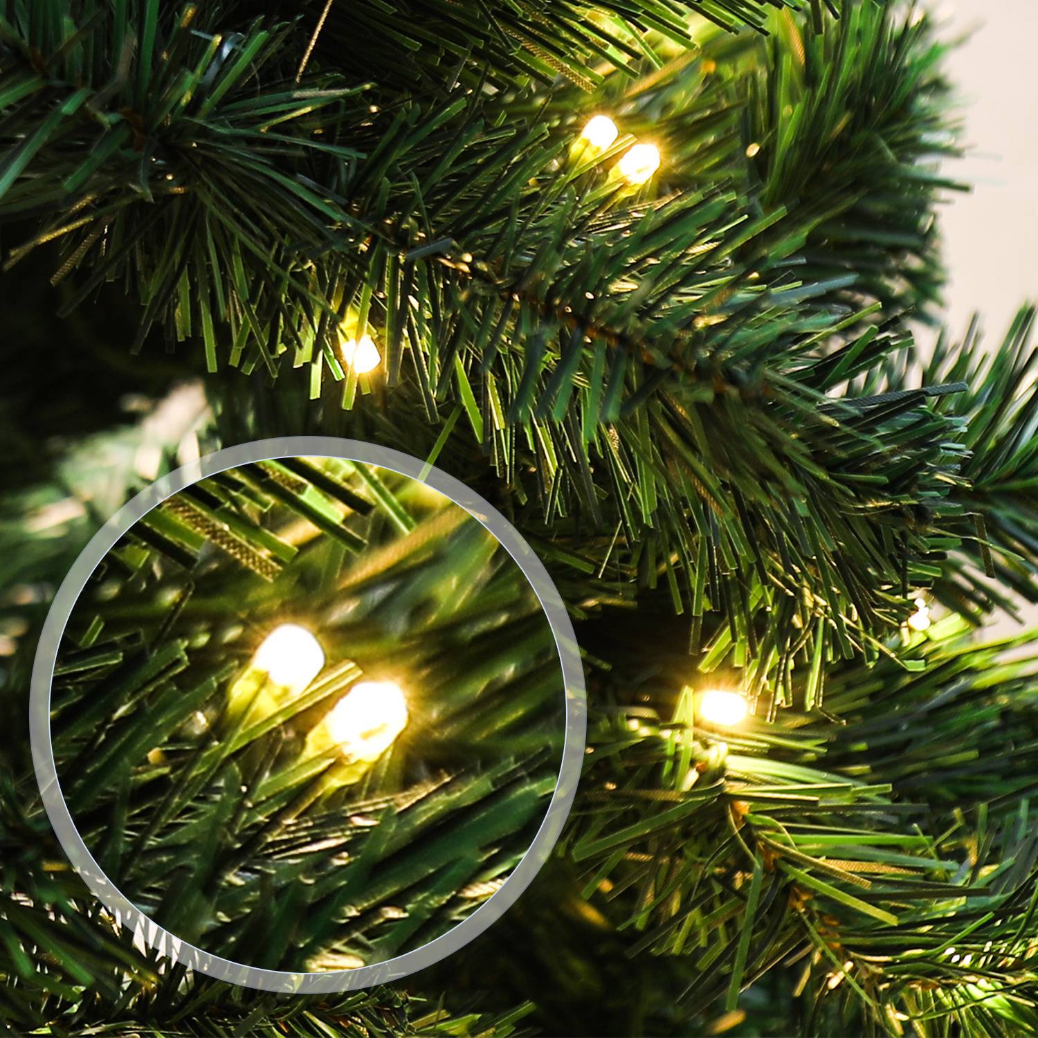 210cm Künstlicher Weihnachtsbaum mit LED-Beleuchtung 400 LEDs Warmweiß inkl. Metallfuß mit 1200 Spitzen Christbaum Tannenbaum PVC Grün