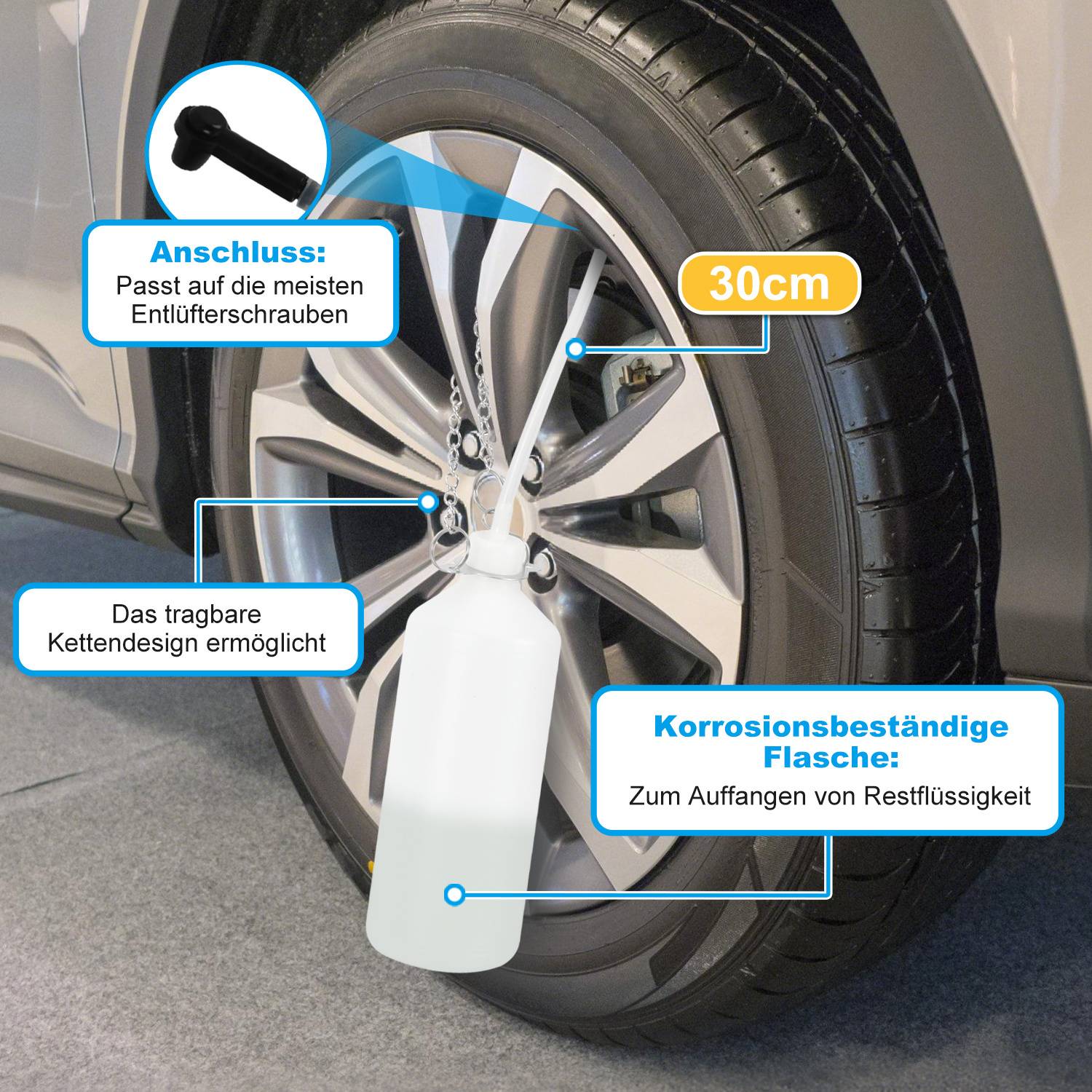 Bremsenentlüfter 4*Adapter Bremsflüssigkeit KFZ 3L Entlüftungsgerät Druckluft