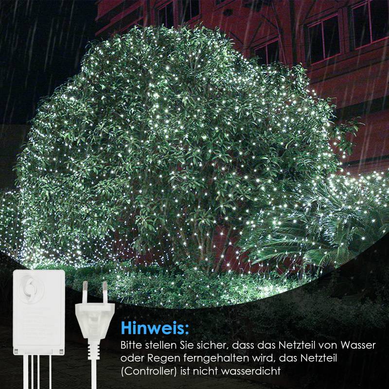 LED Lichternetz Lichterkette 4.5x1.6m 300 LEDs 8 Modi Wasserdicht Lichterkette für Außen Innen Weihnachten Party Garten Deko Kaltweiß