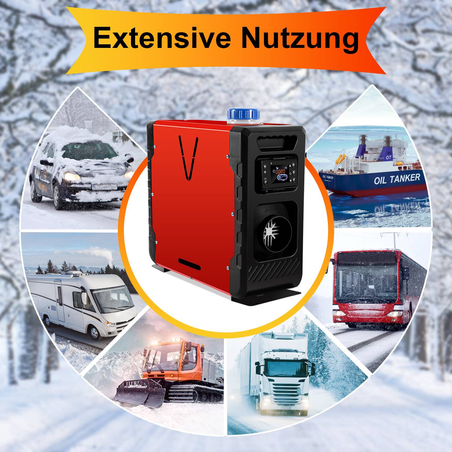 Luftheizung Air Heater Diesel Standheizung App Luft Dieselheizung Standheizung 12V 8KW, Lufterhitzer mit LCD-Display Bluetooth Heizung, Rot