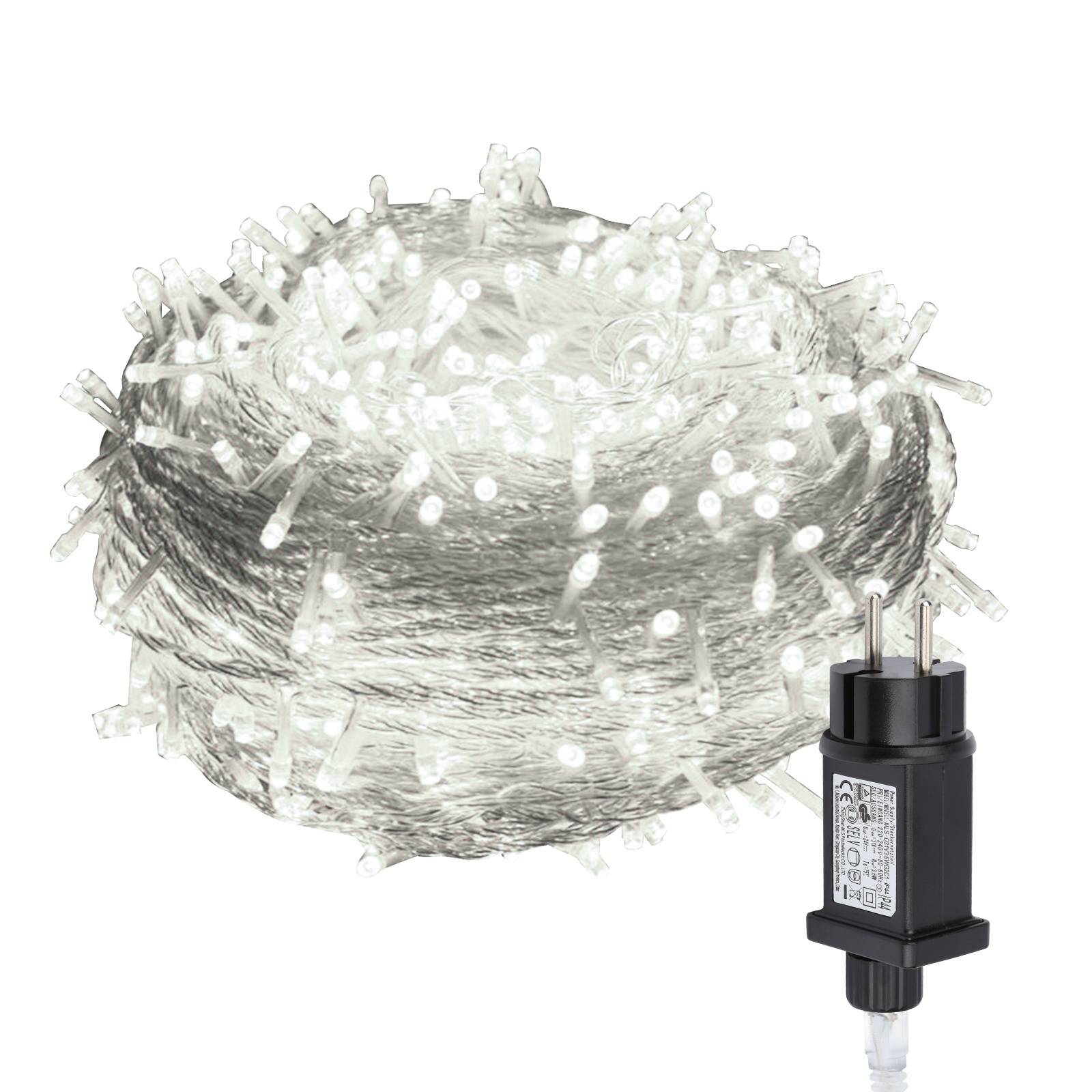 10M LED Lichterkette 100LEDs 8 Modi mit Memory Funktion, Weihnachten Party Garten Bedienung Funkelnder Sterneffekt Deko Transparent Kabel Kaltweiß