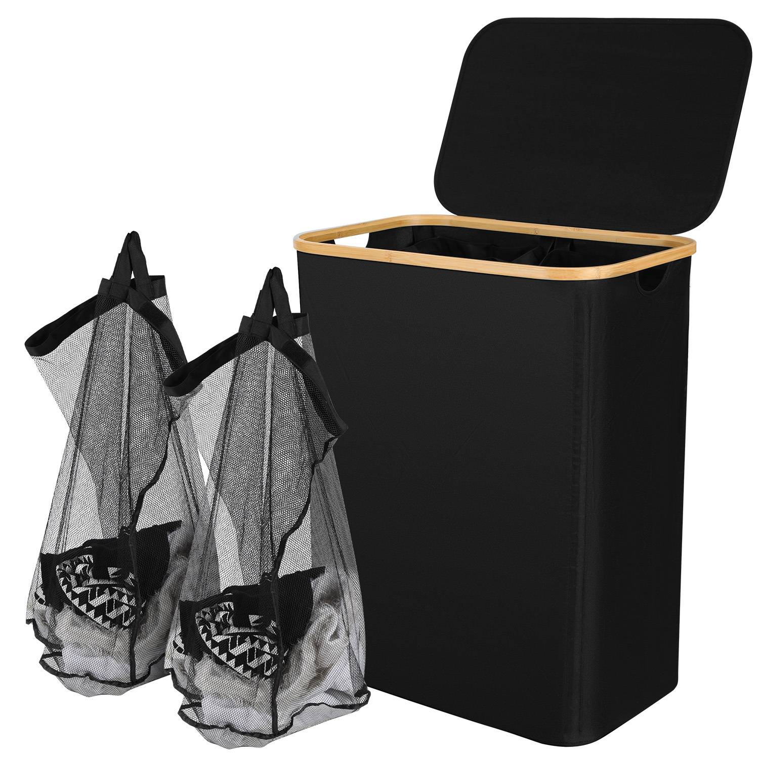 Wäschekorb Wäschesammler,Schwarz 57 x 37 x 69 cm