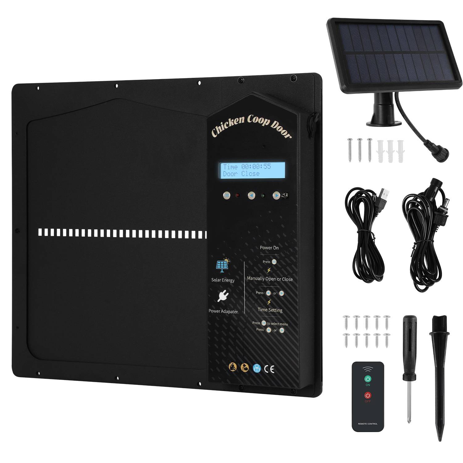 Automatische Seitlich öffnende Tür Hühnerklappe Solar mit Zeit, Aluminiumlegierung automatische Hühnerklappe, elektrische Hühnertür kältetaugli