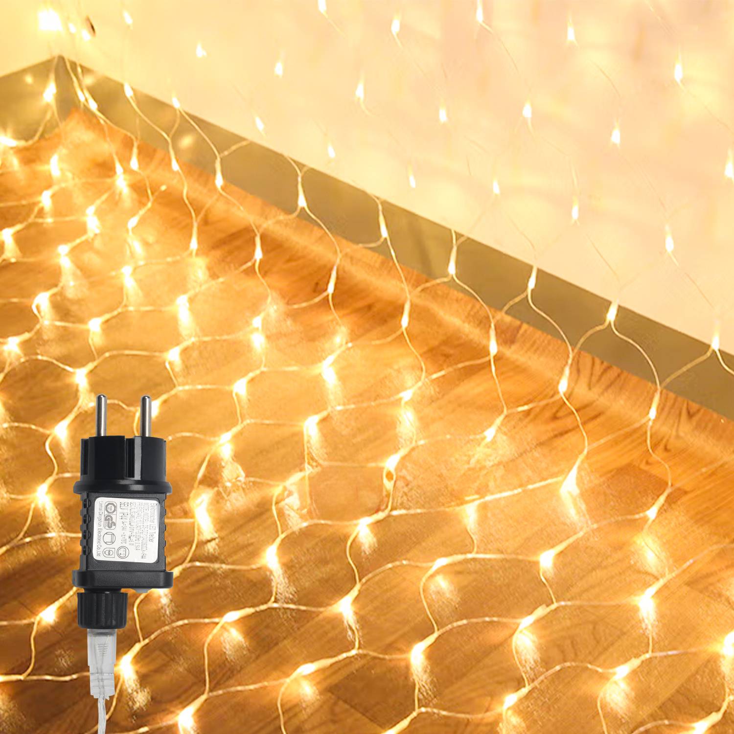 LED Lichternetz Lichterkette 3x2m 200 LEDs 8 Modi Wasserdicht Lichterkette für Außen Innen Weihnachten Party Garten Deko Warmweiß