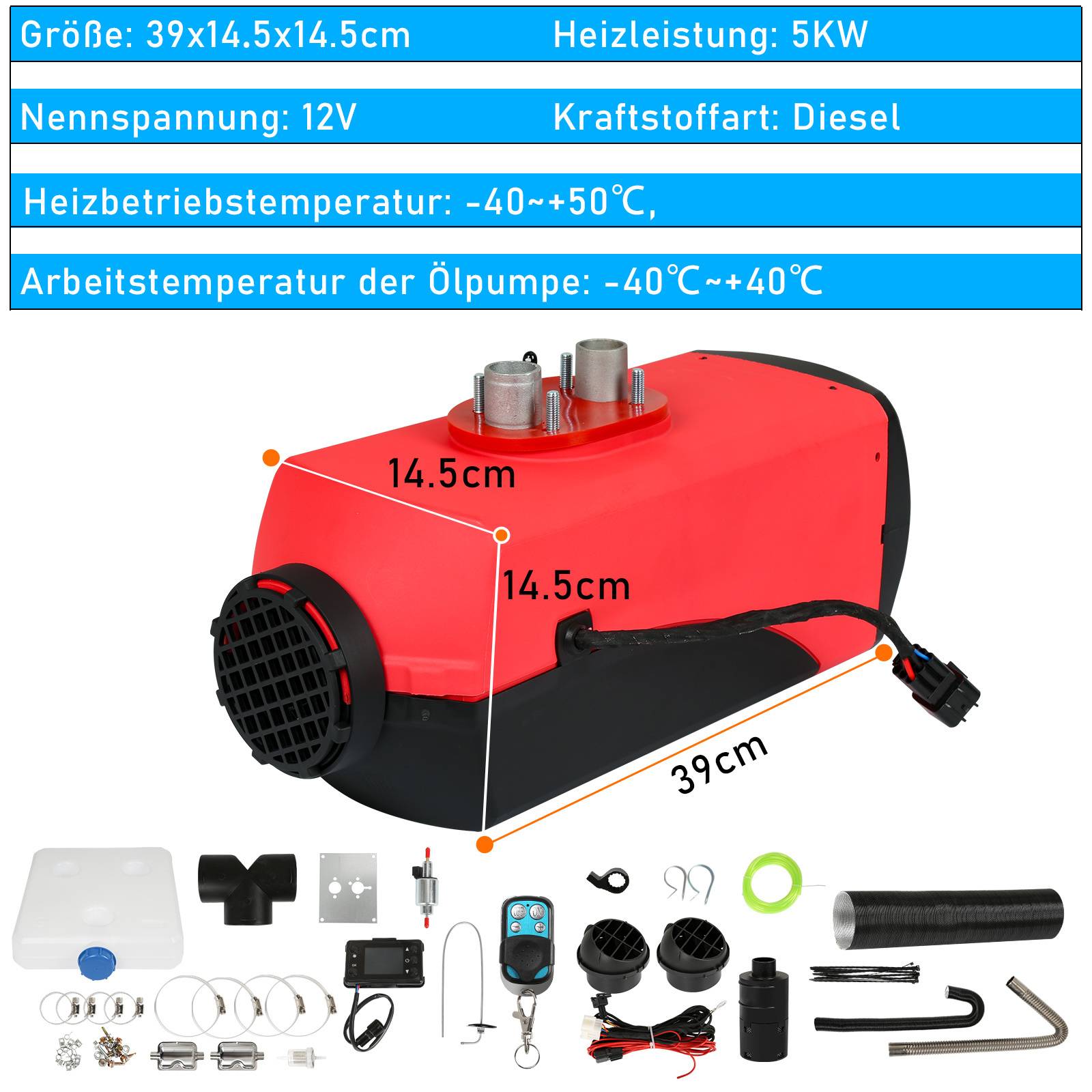 12V Diesel Standheizung 8 KW Luftheizung Air Heater Luft Dieselheizung für Auto RV LKW Wohnmobil Bus mit Fernbedienung LCD schalter