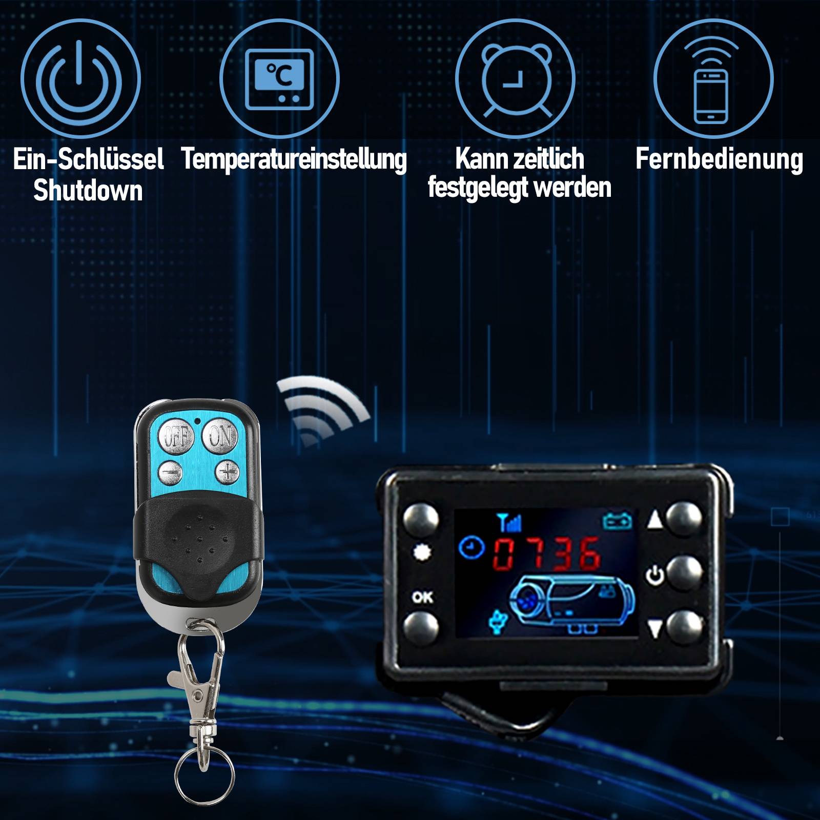 12V Diesel Standheizung 8 KW Luftheizung Air Heater Luft Dieselheizung für Auto RV LKW Wohnmobil Bus mit Fernbedienung LCD schalter