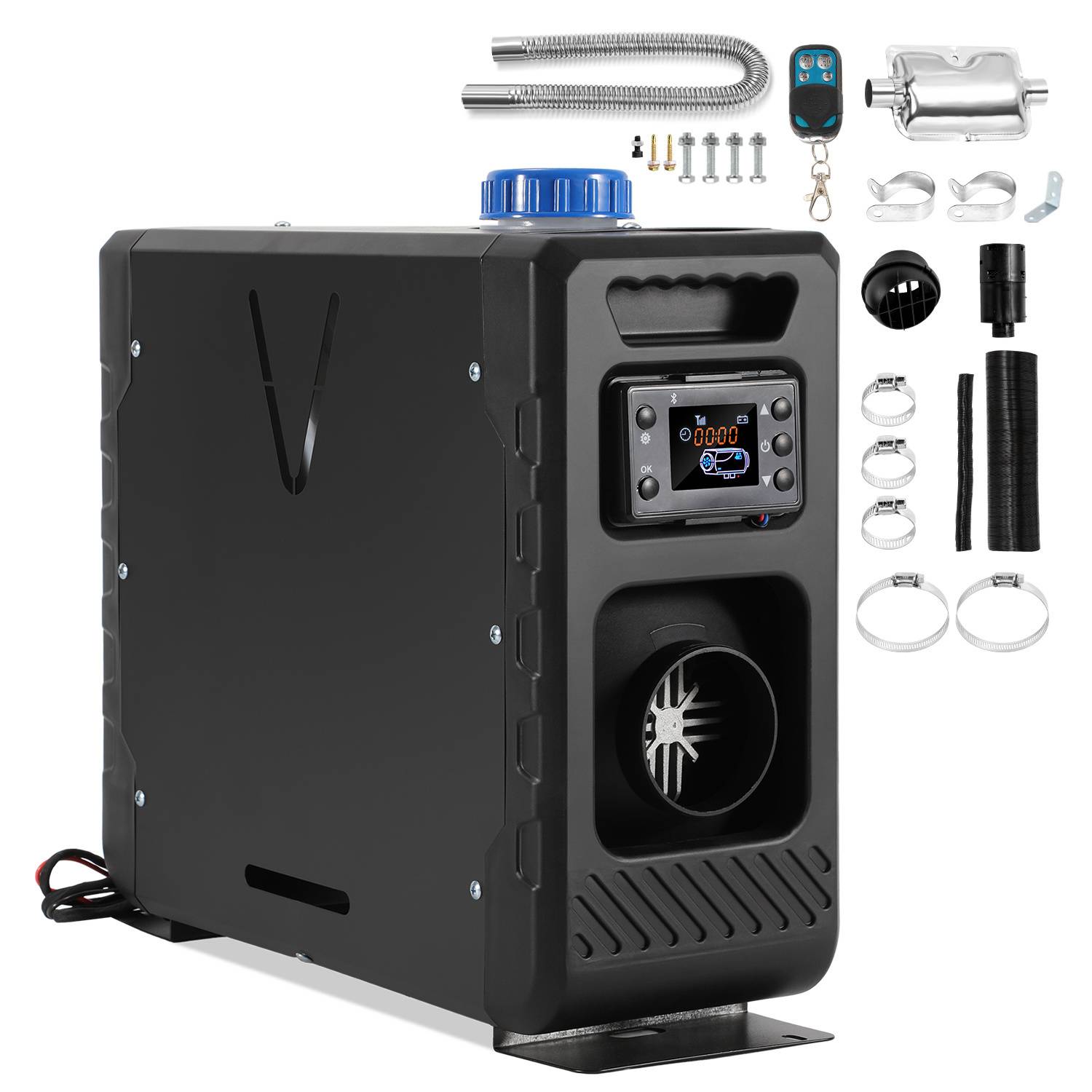 Diesel Standheizung 8KW 12V Luftheizung Air Heater Luft Dieselheizung für Auto RV LKW Wohnmobil Bus LCD schalter Bluetooth App Control Schwarz