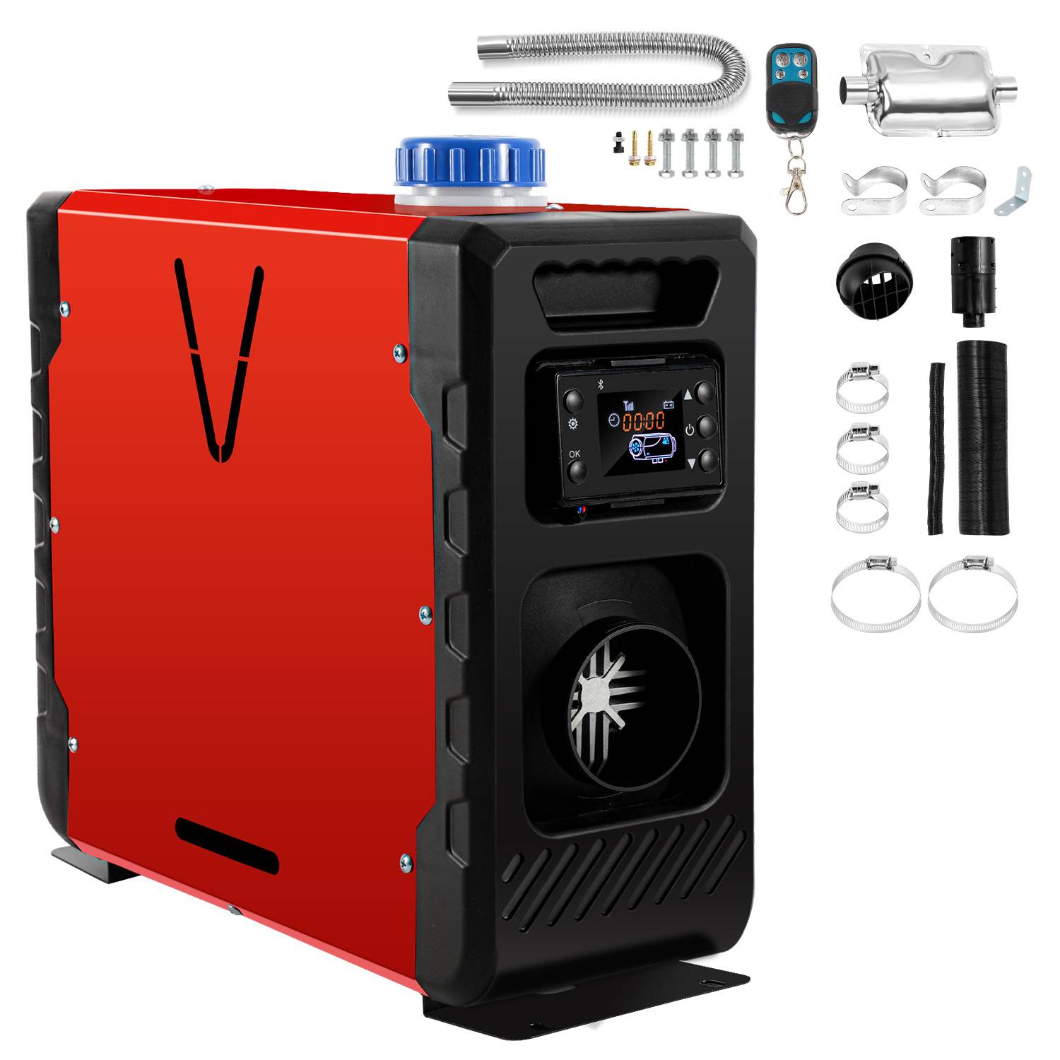 Diesel Standheizung 8KW 12V Luftheizung Air Heater Luft Dieselheizung für Auto RV LKW Wohnmobil Bus LCD schalter Bluetooth App Control Rot