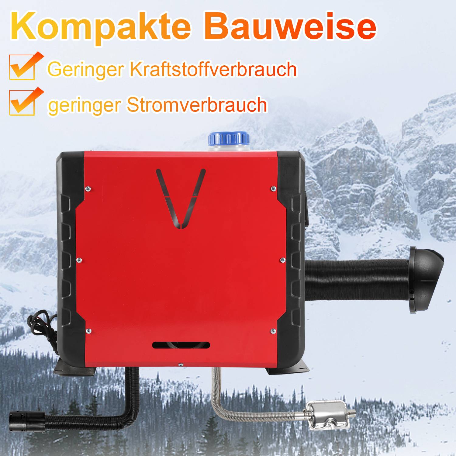 Luftheizung Air Heater Diesel Standheizung App Luft Dieselheizung Standheizung 12V 8KW, Lufterhitzer mit LCD-Display Bluetooth Heizung, Rot