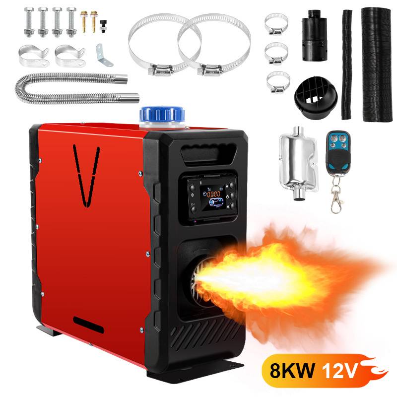 Luftheizung Air Heater Diesel Standheizung App Luft Dieselheizung Standheizung 12V 8KW, Lufterhitzer mit LCD-Display Bluetooth Heizung, Rot