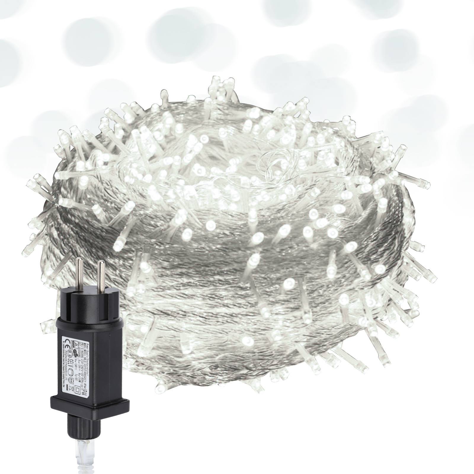 10M LED Lichterkette 100LEDs 8 Modi mit Memory Funktion, Weihnachten Party Garten Bedienung Funkelnder Sterneffekt Deko Transparent Kabel Kaltweiß