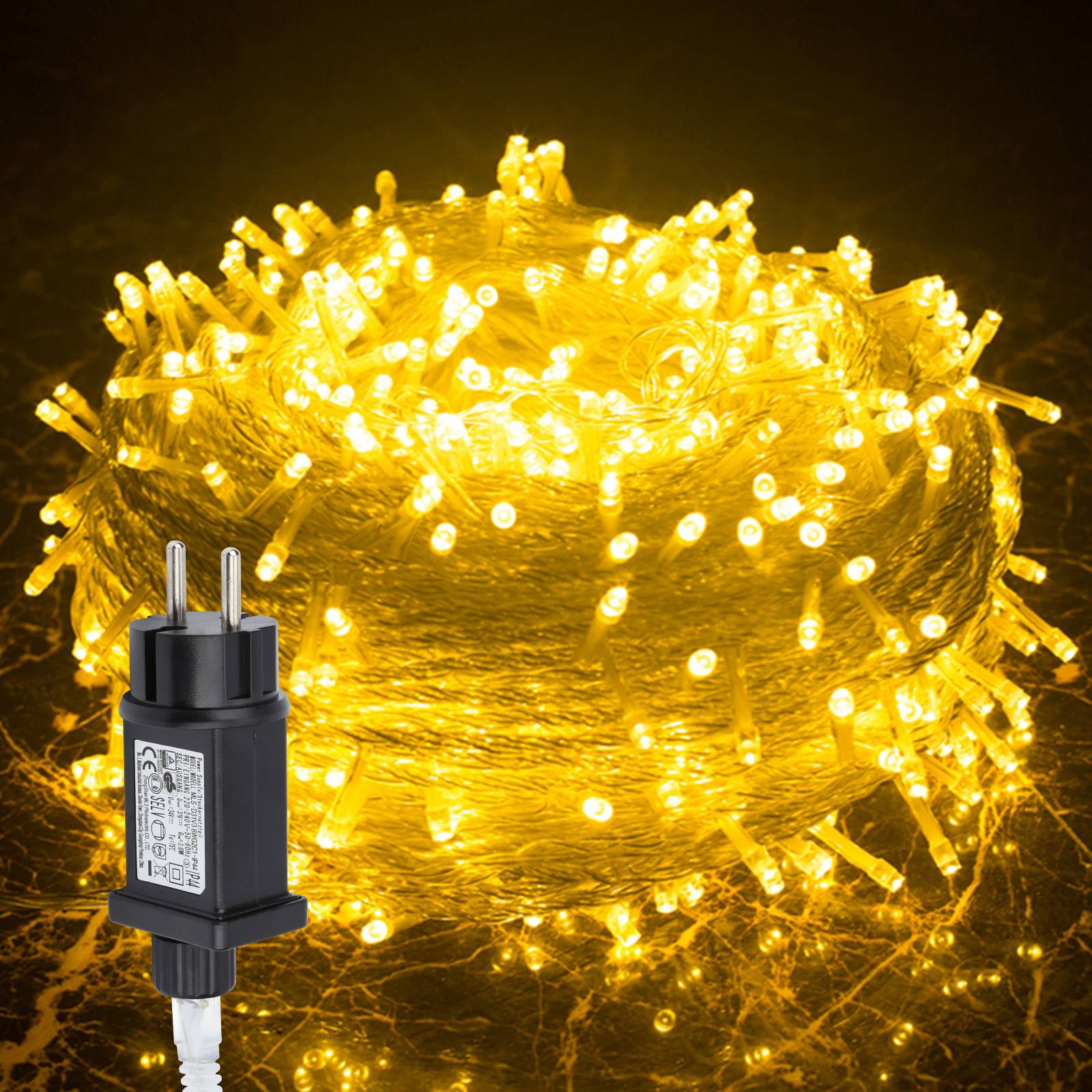 30M LED Lichterkette 300LEDs 8 Modi mit Memory Funktion, Weihnachten Party Garten Bedienung Funkelnder Sterneffekt Deko Transparent Kabel Warmweiß