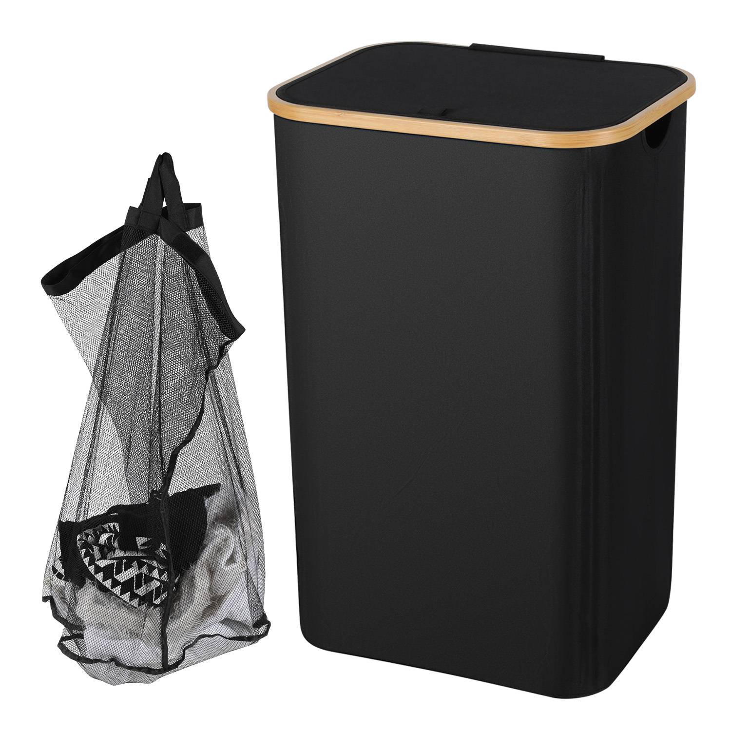 Wäschekorb mit Deckel, 100 L, herausnehmbarer Wäschesack