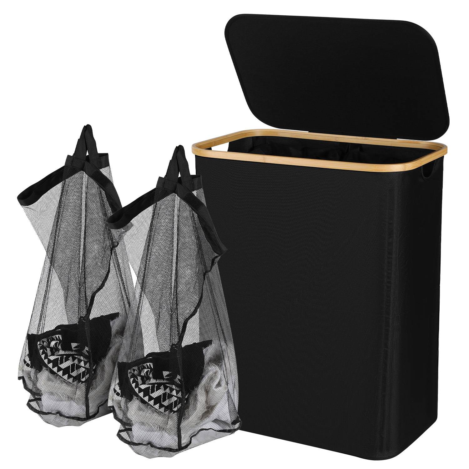 Wäschekorb Wäschesammler,Schwarz 57 x 37 x 69 cm