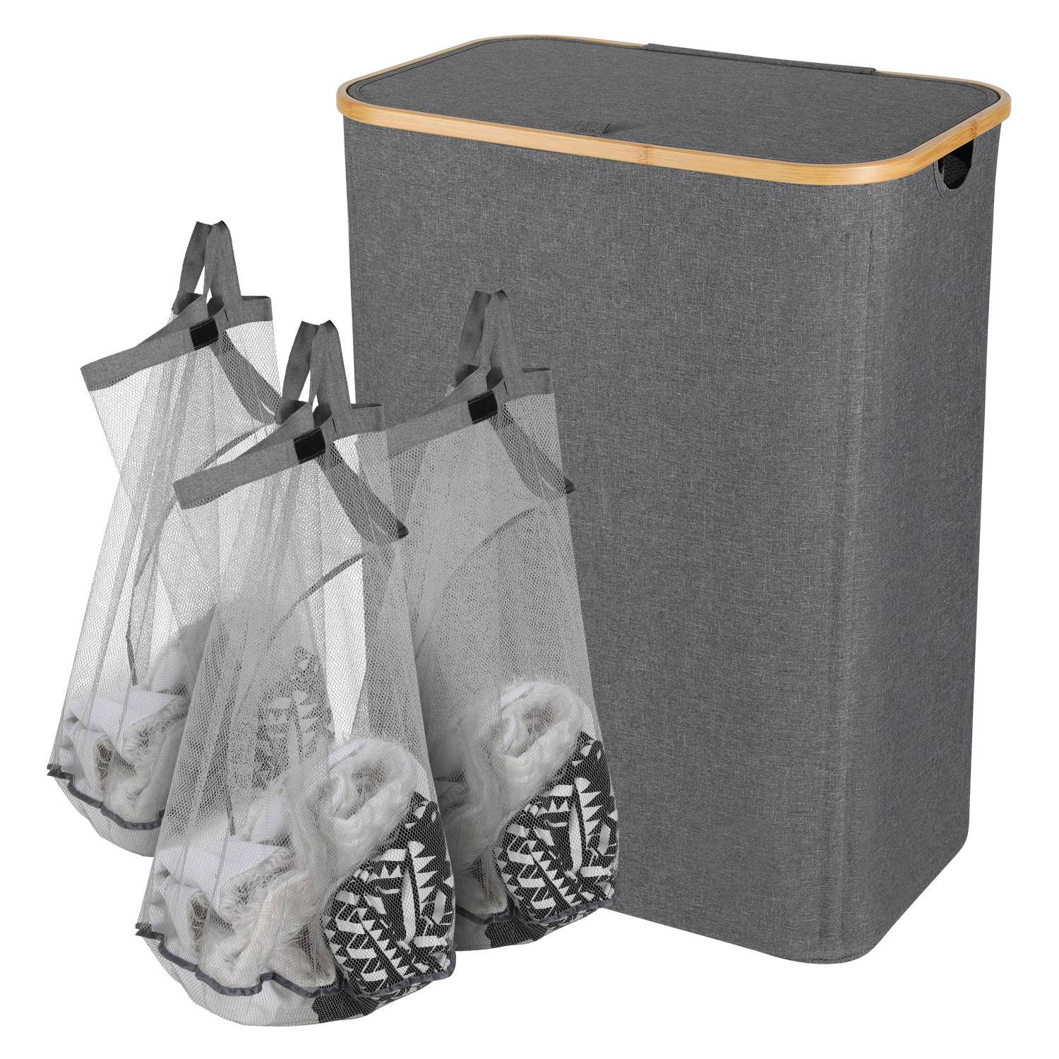 Wäschekorb mit Deckel, 160 L, herausnehmbarer Wäschesack