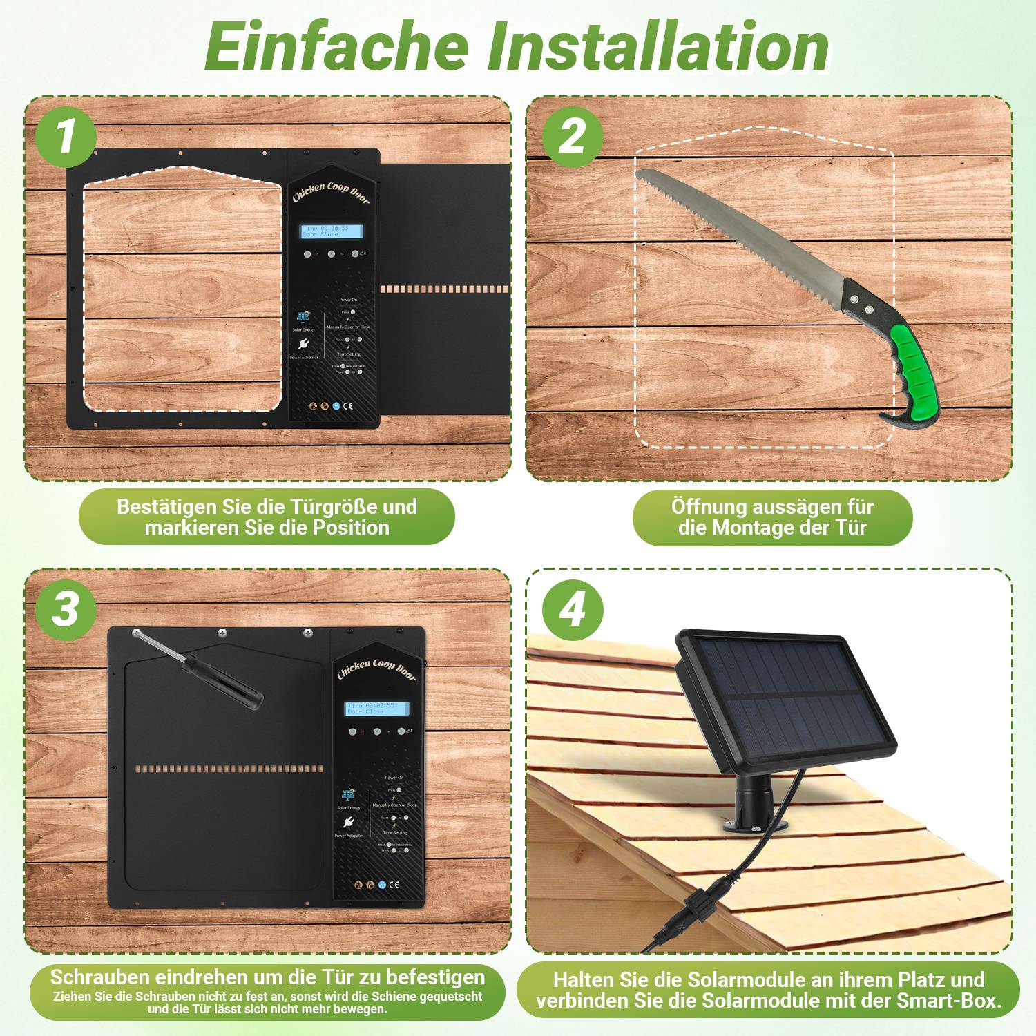 Automatische Seitlich öffnende Tür Hühnerklappe Solar mit Zeit, Aluminiumlegierung automatische Hühnerklappe, elektrische Hühnertür kältetaugli