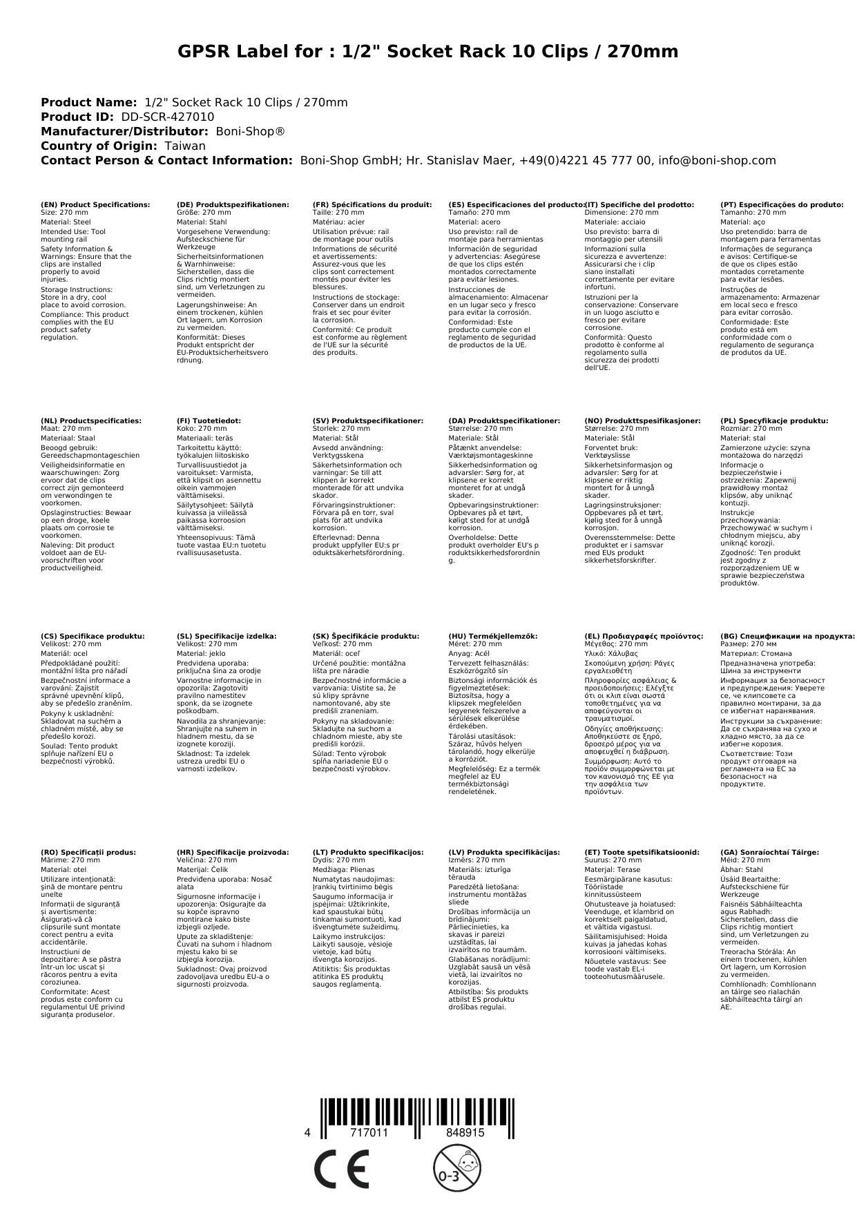 Stecknuss Schiene, 1/2 Zoll, Werkzeugleiste, 10 Clips