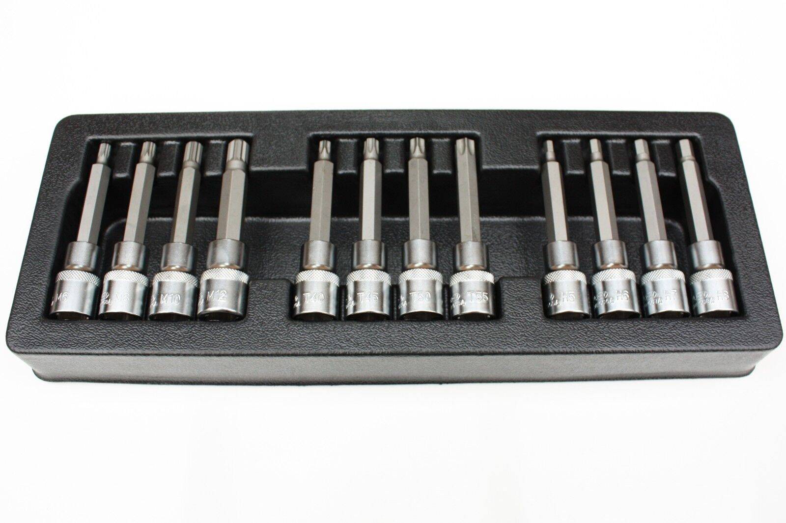 Bit Set, Stecknuss Set, 12-teilig, H5-H8, T40-T55, M6-M12, S2 Stahl, Industriequalität