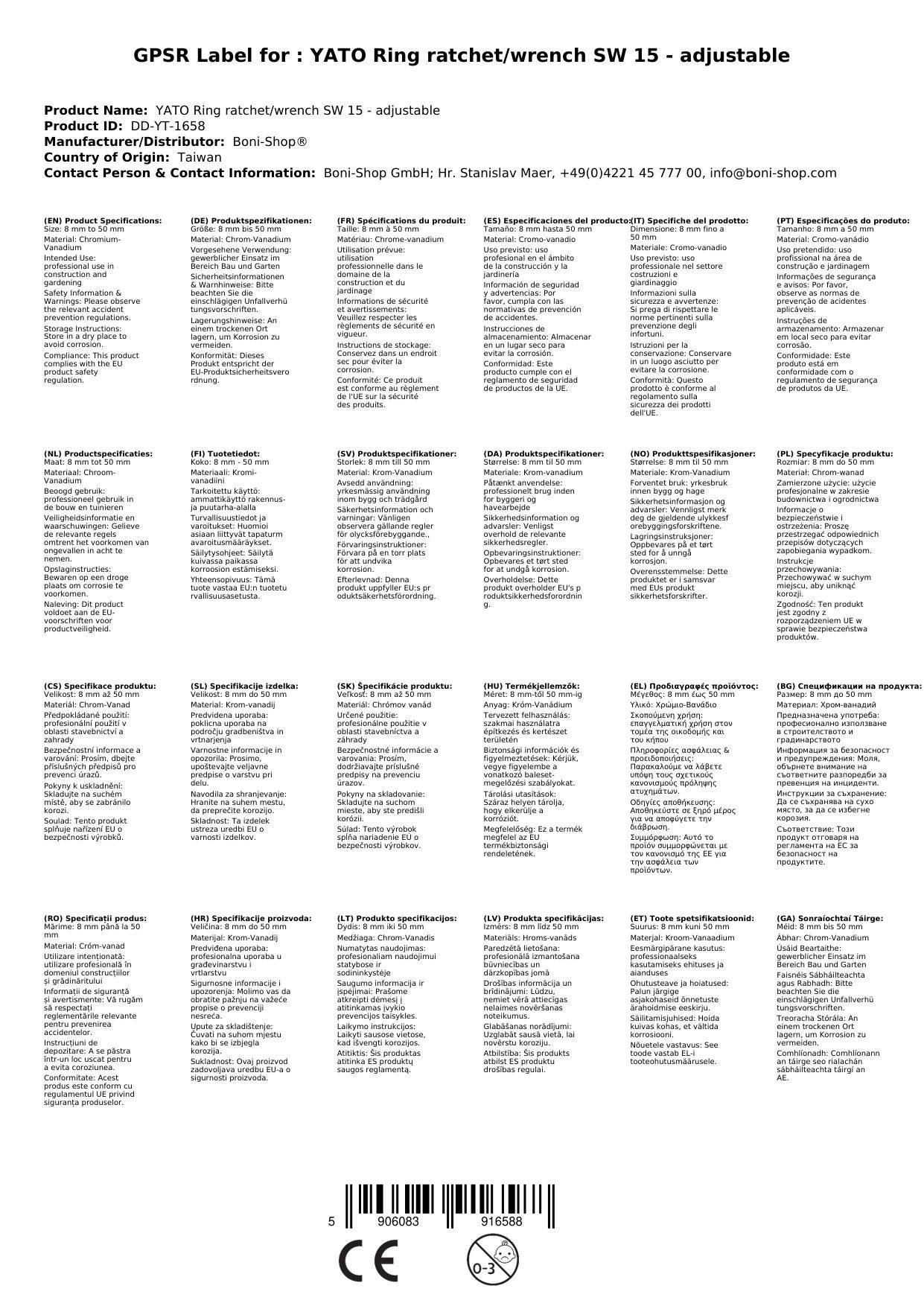 Maulschlüssel 15mm, Ringratschenschlüssel, Industrie Qualität